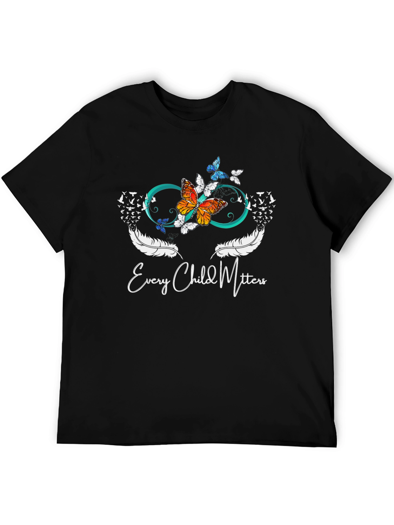 Every Child Matters T-Shirt Butterfly Infinity Feather Design