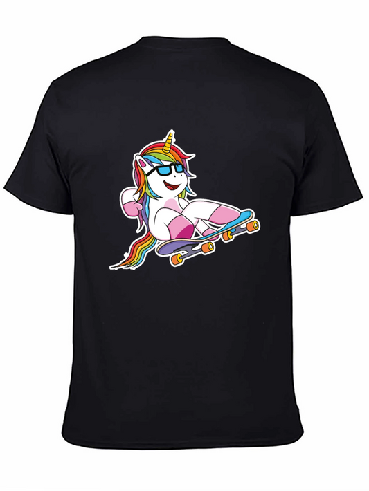 Unicorn Skateboarder Black T-Shirt