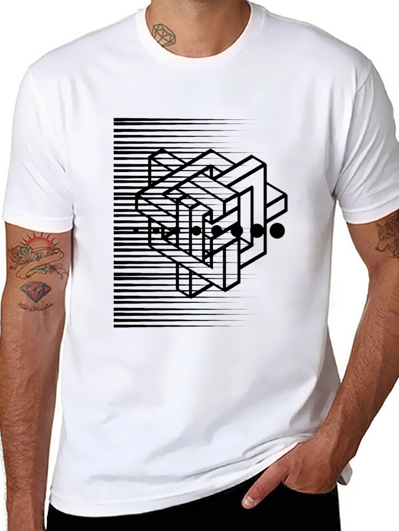 Abstract Illusion Black Graphic Tee