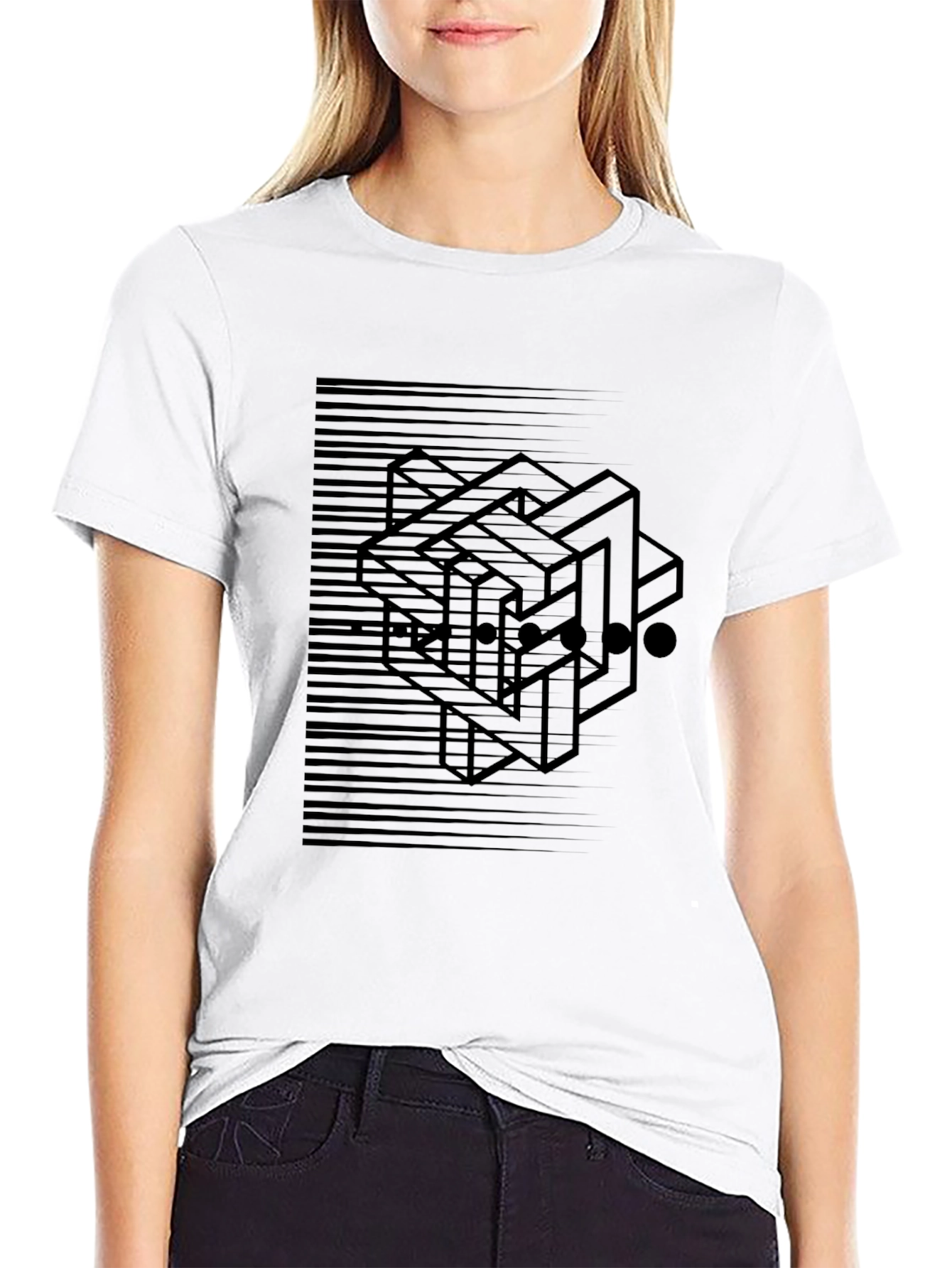Abstract Illusion Black Graphic Tee