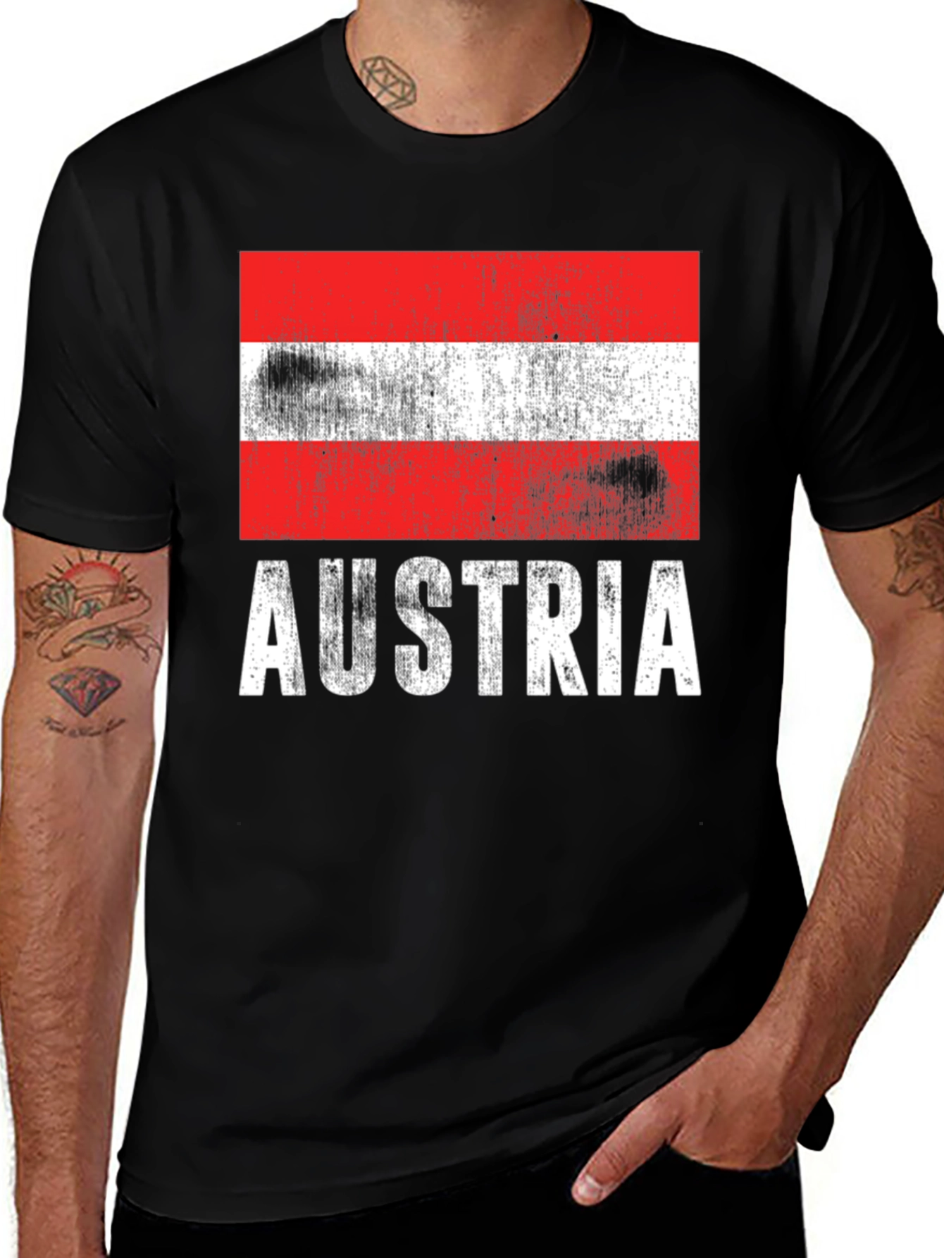 Austria Flag T-Shirt - Distressed Design