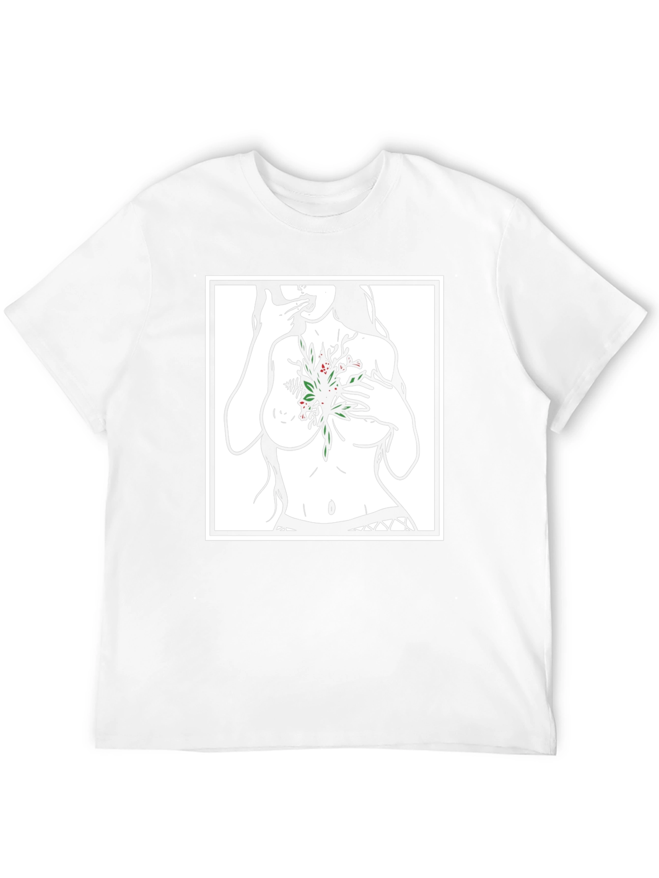 Edgy Botanical Graphic Tee - Black Unisex Shirt
