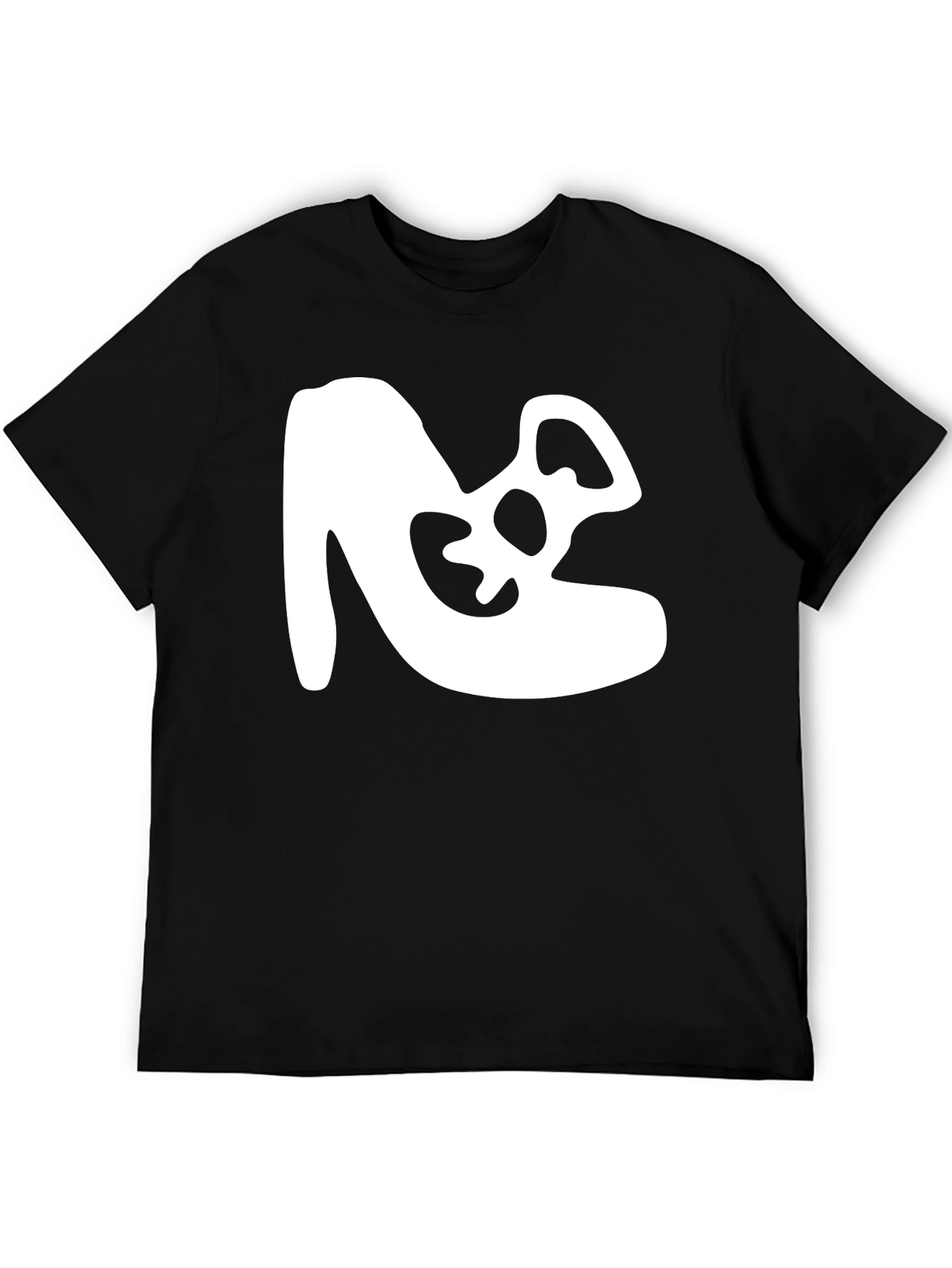 Abstract White Graphic Tee - Black Cotton
