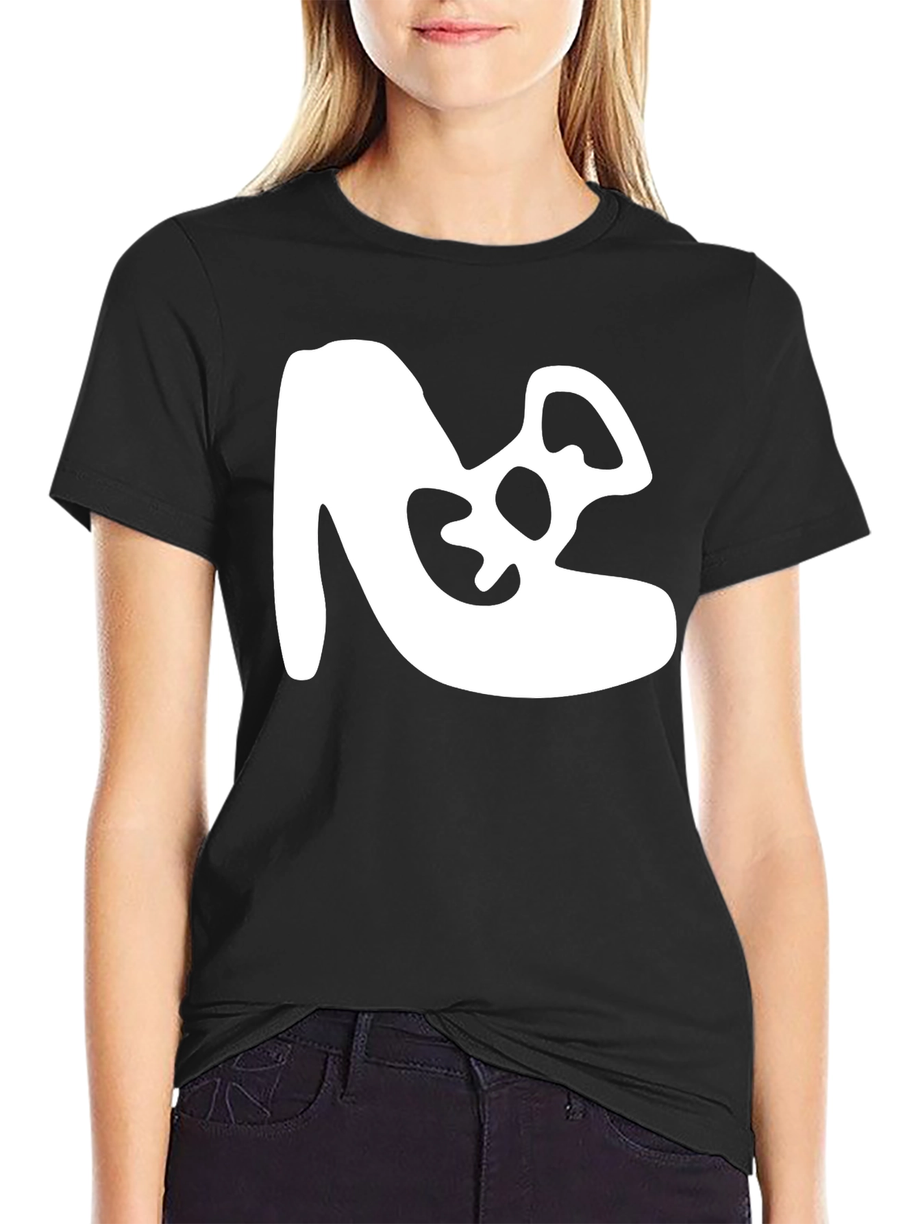 Abstract White Graphic Tee - Black Cotton