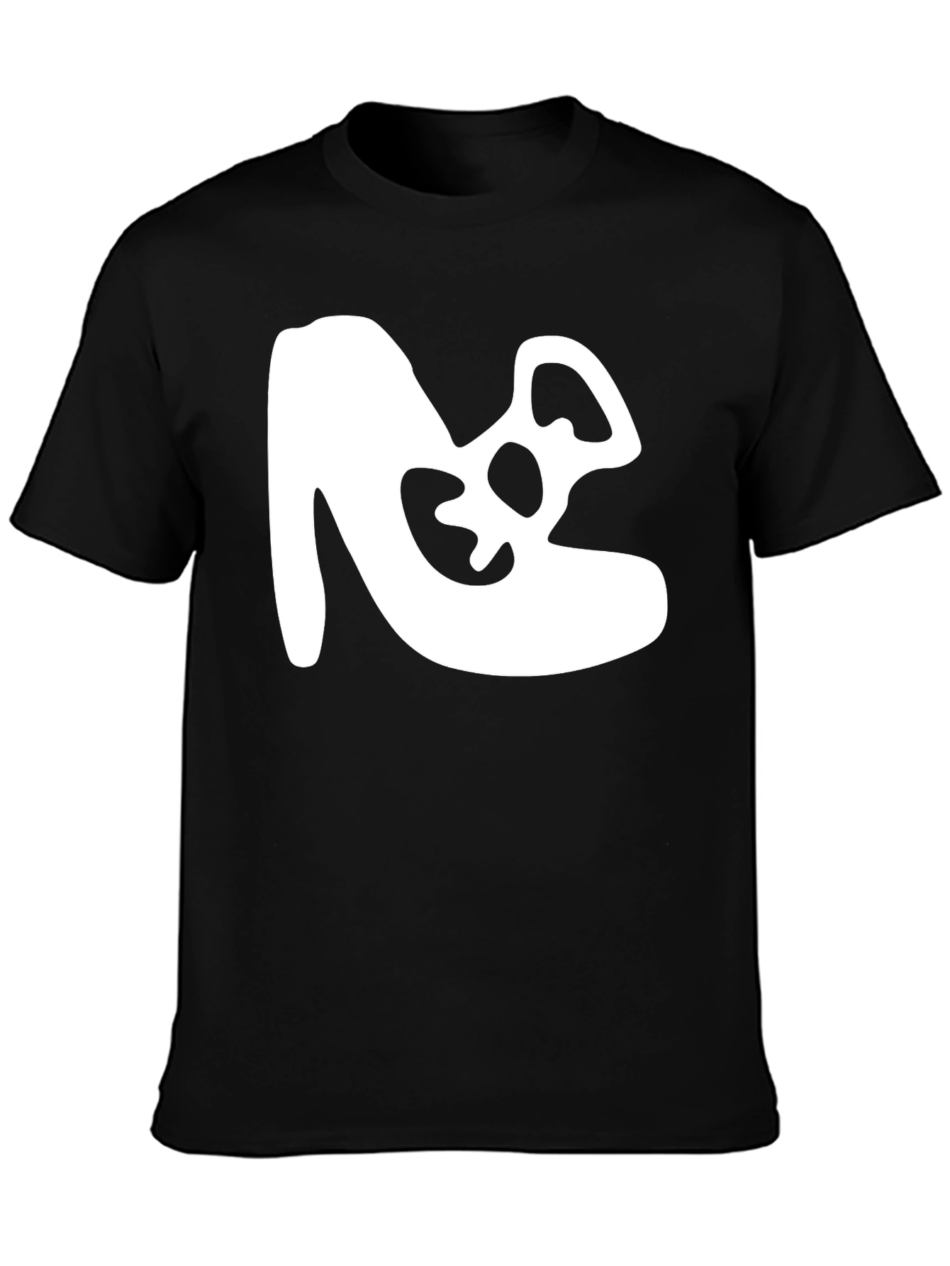 Abstract White Graphic Tee - Black Cotton