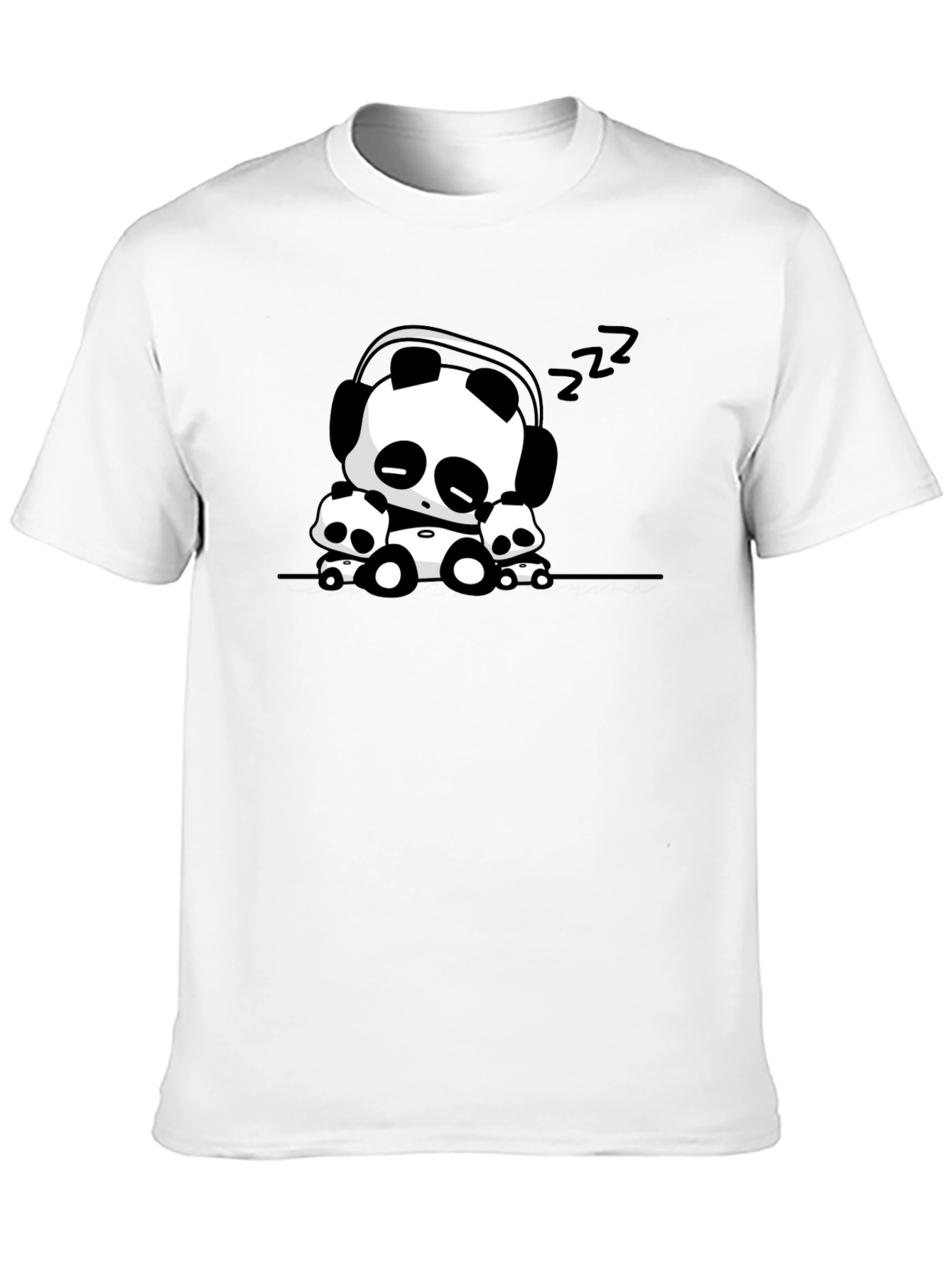 Cute Panda Graphic Tee - Black Cotton Blend