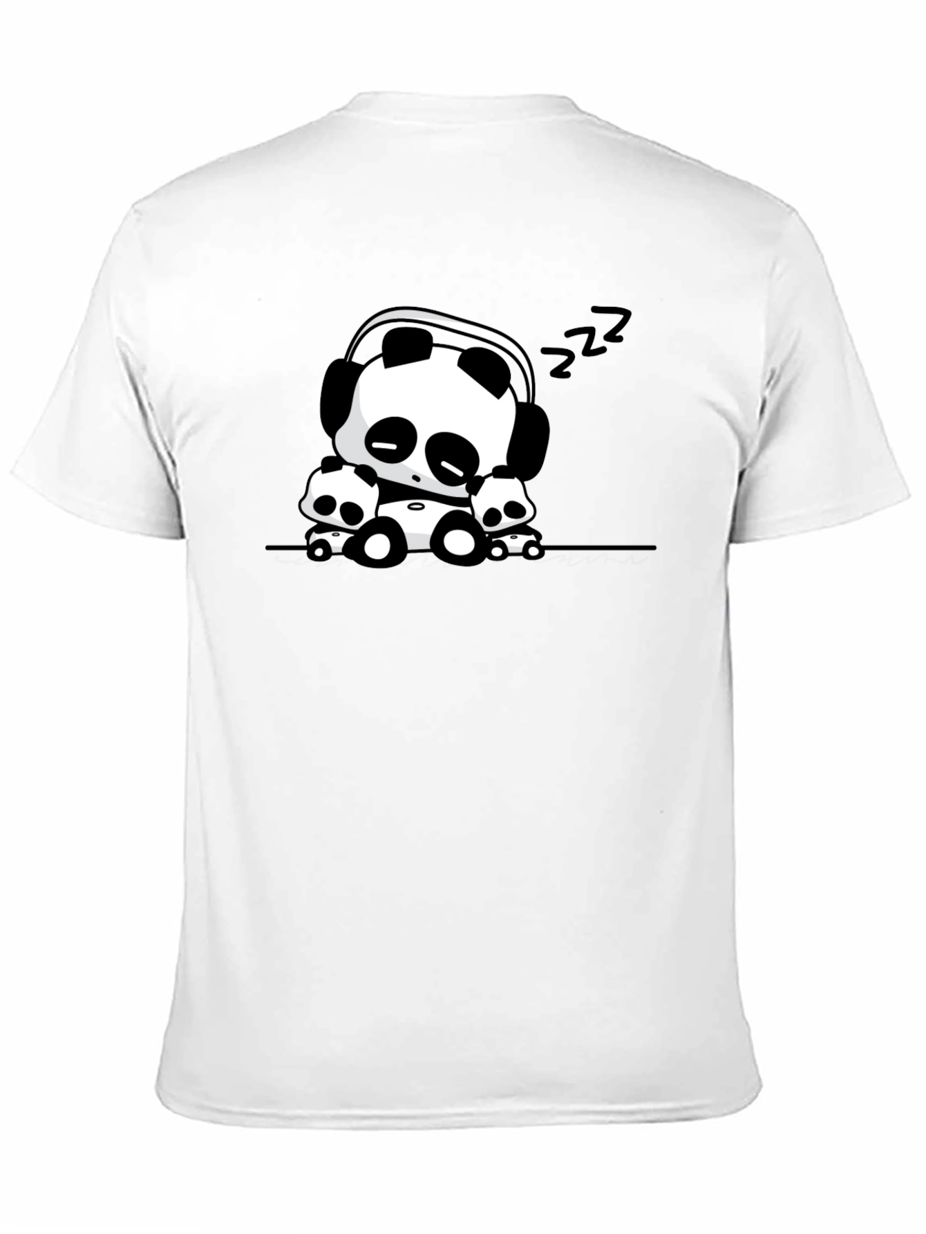 Cute Panda Graphic Tee - Black Cotton Blend