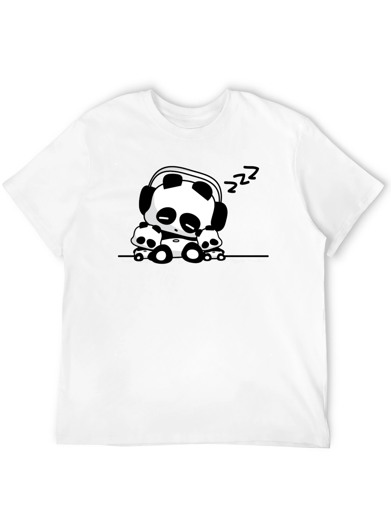 Cute Panda Graphic Tee - Black Cotton Blend