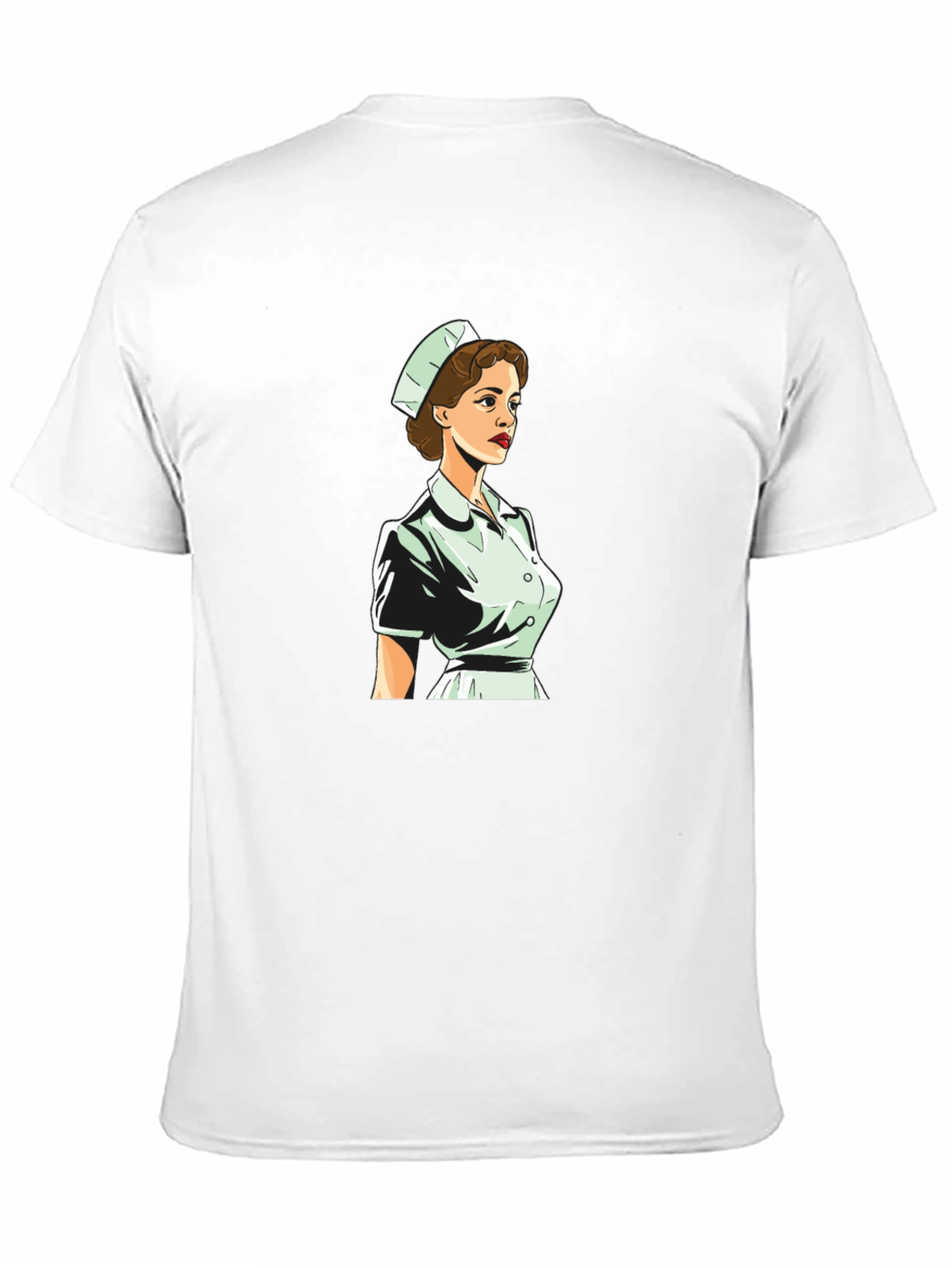 Retro Nurse Graphic Tee - Black Cotton Blend