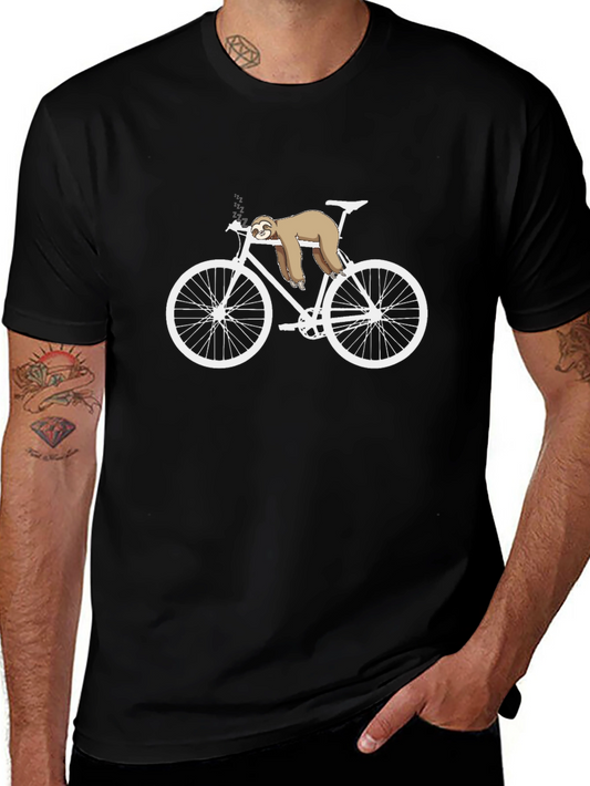 Sloth on Bike T-Shirt - Funny Lazy Cyclist Tee