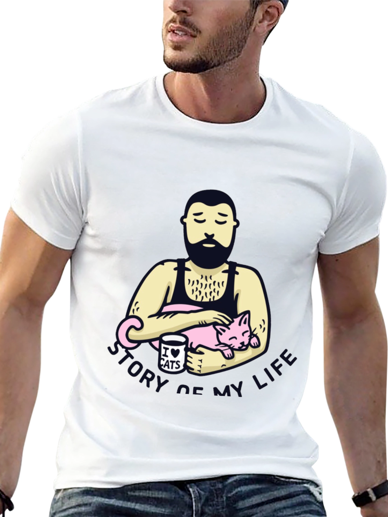 Mens Story of My Life Cat Lover T-Shirt