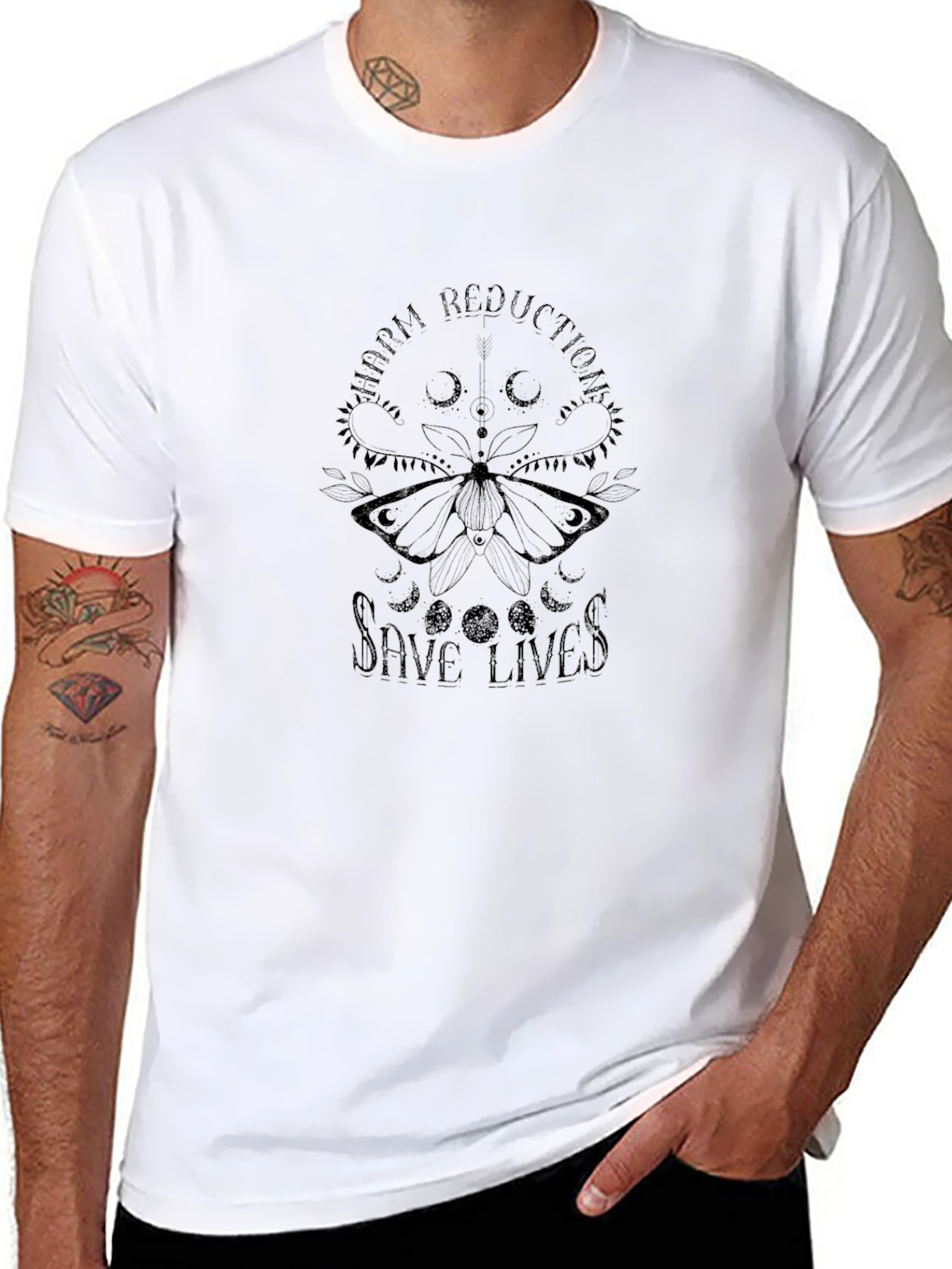 Harm Reduction Save Lives Graphic Tee - Black