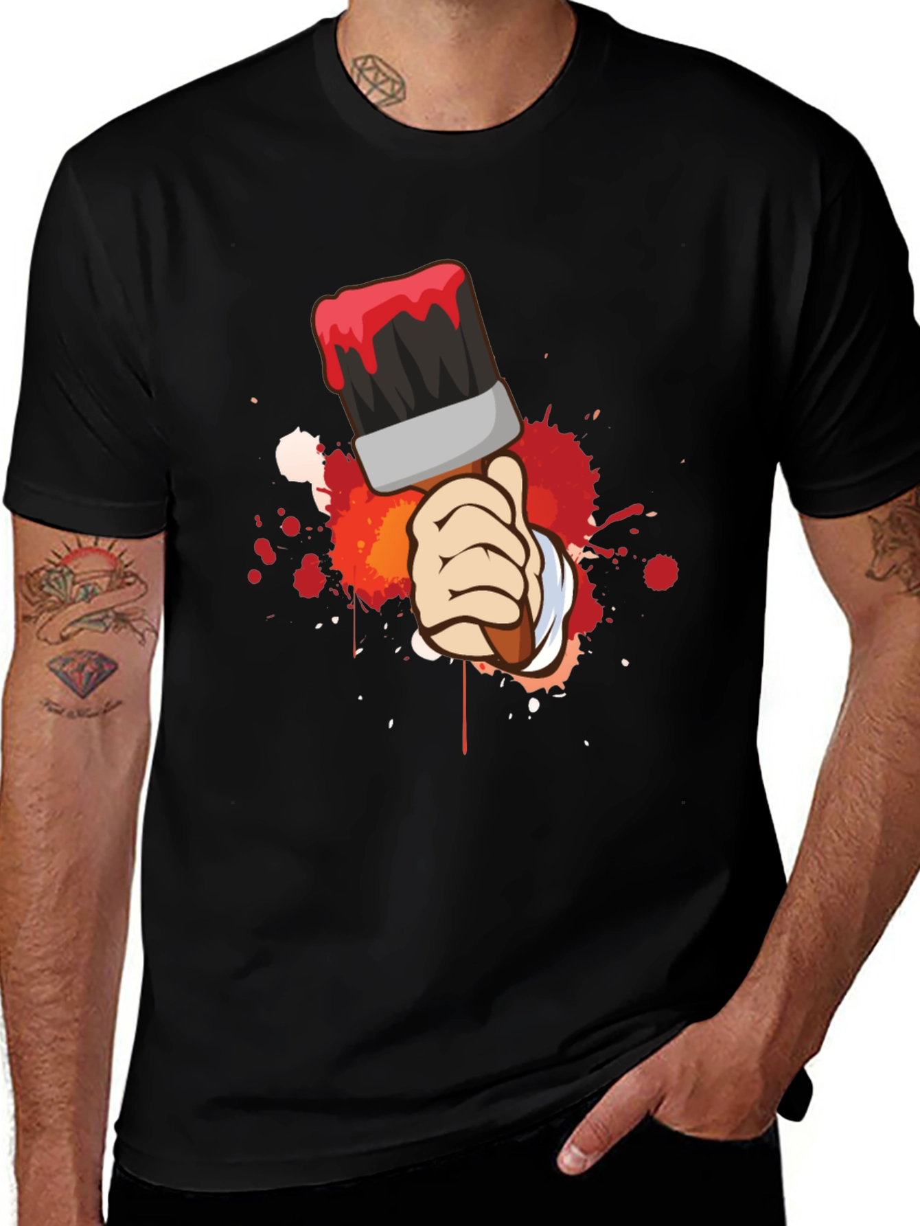 Painters Brush Graphic Tee - Cool Artistic Design