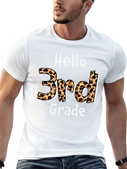 Hello 3rd Grade Leopard Print Back to School T-Shirt