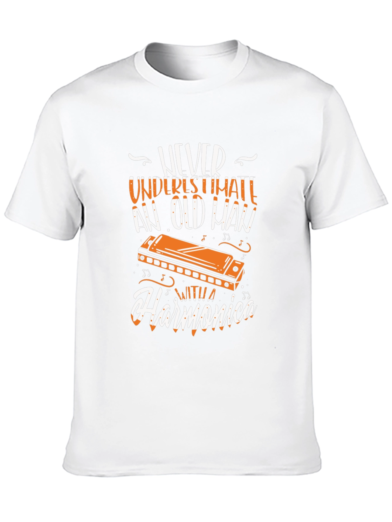 Never Underestimate an Old Man with a Harmonica T-Shirt