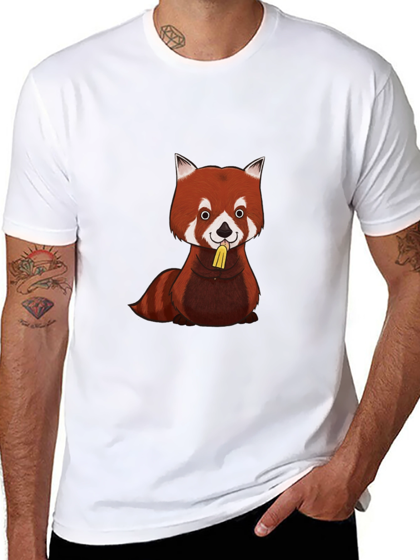 Red Panda T-Shirt - Black Cotton Graphic Tee