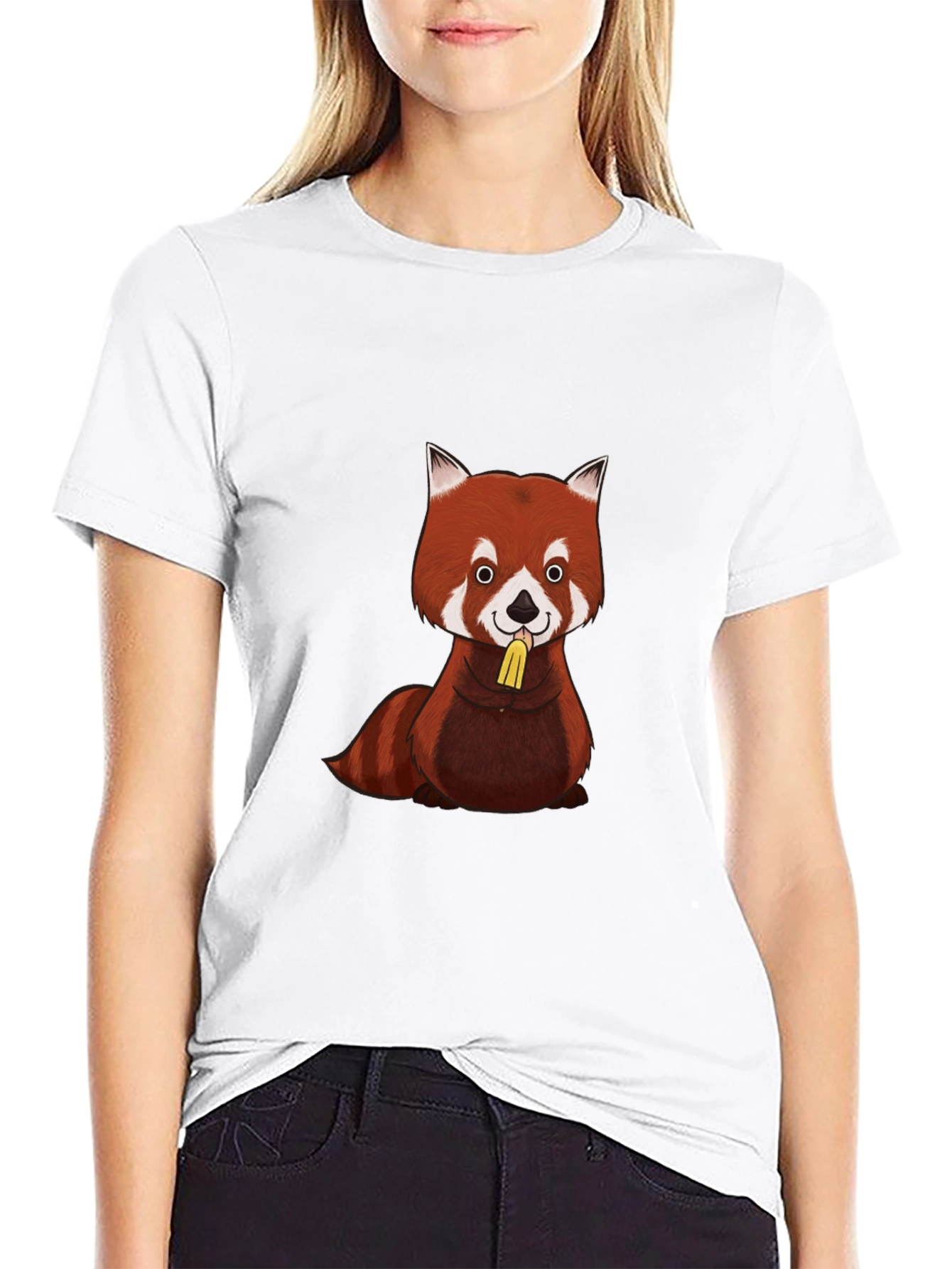 Red Panda T-Shirt - Black Cotton Graphic Tee