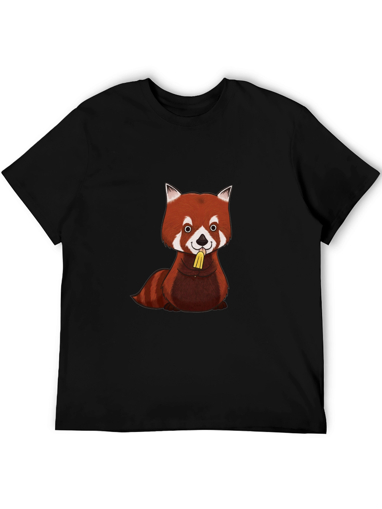 Red Panda T-Shirt - Black Cotton Graphic Tee