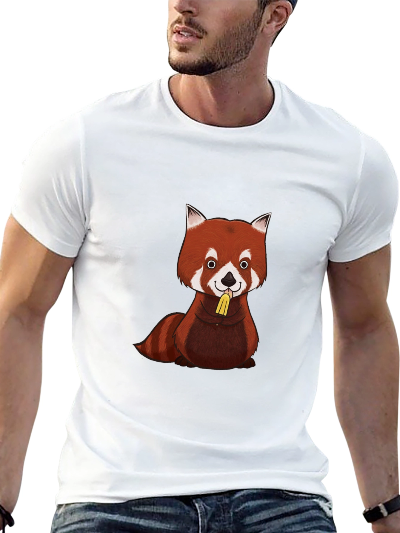 Red Panda T-Shirt - Black Cotton Graphic Tee