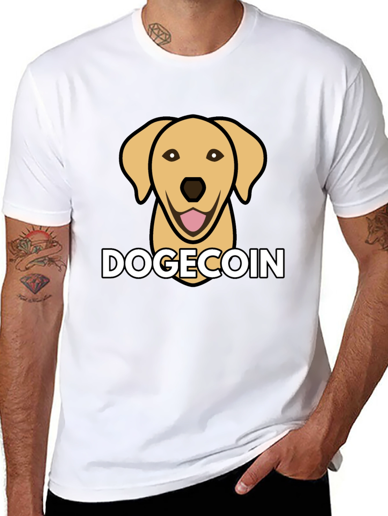 Dogecoin Dog Head Black T-Shirt
