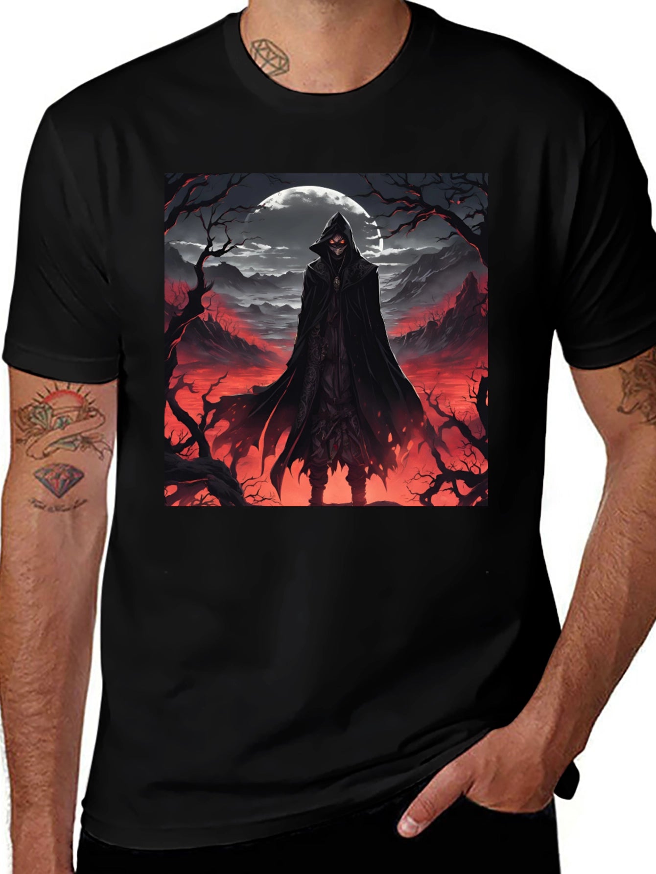 Grim Reaper Graphic Tee - Dark Fantasy T-Shirt