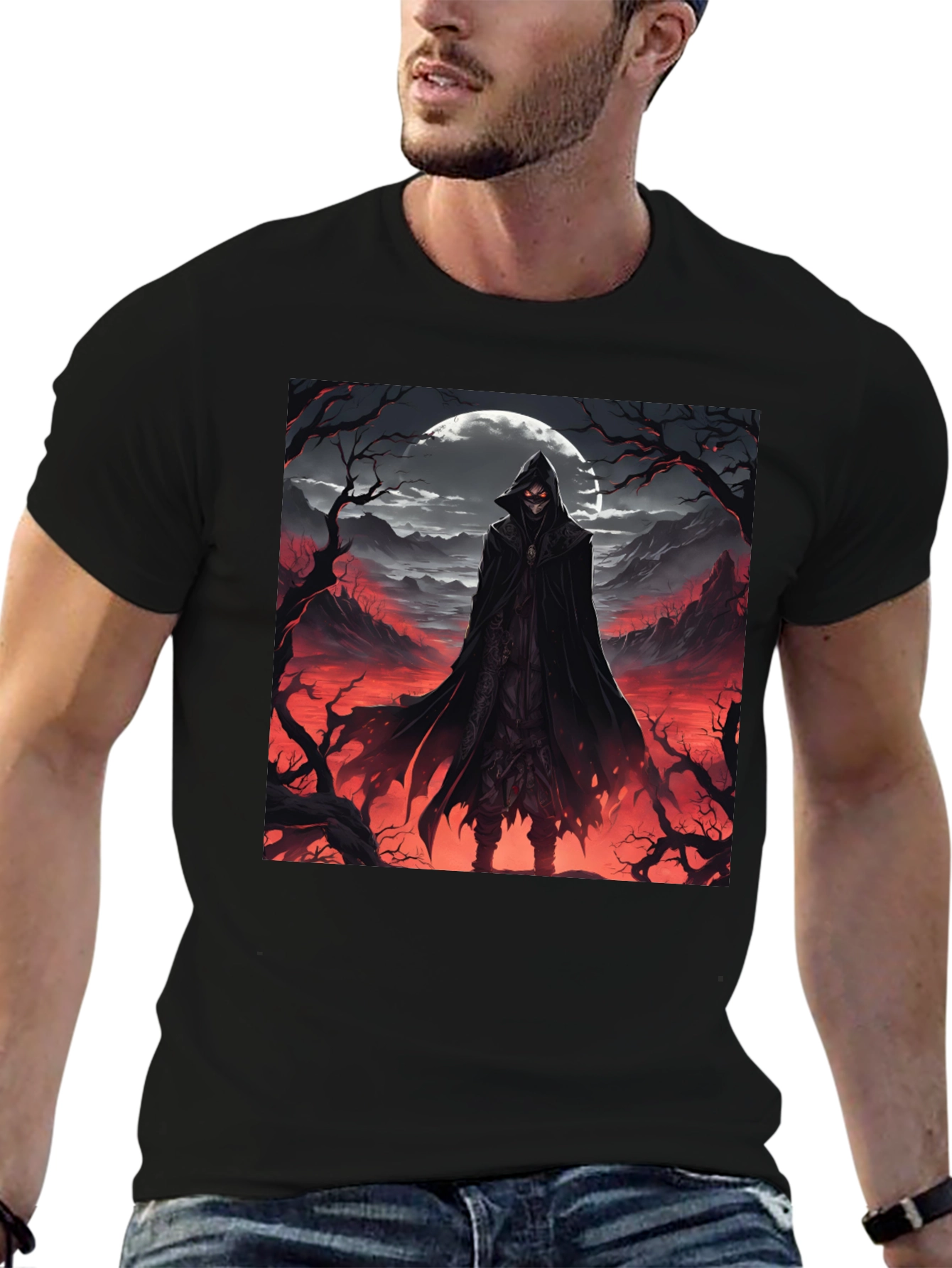 Grim Reaper Graphic Tee - Dark Fantasy T-Shirt