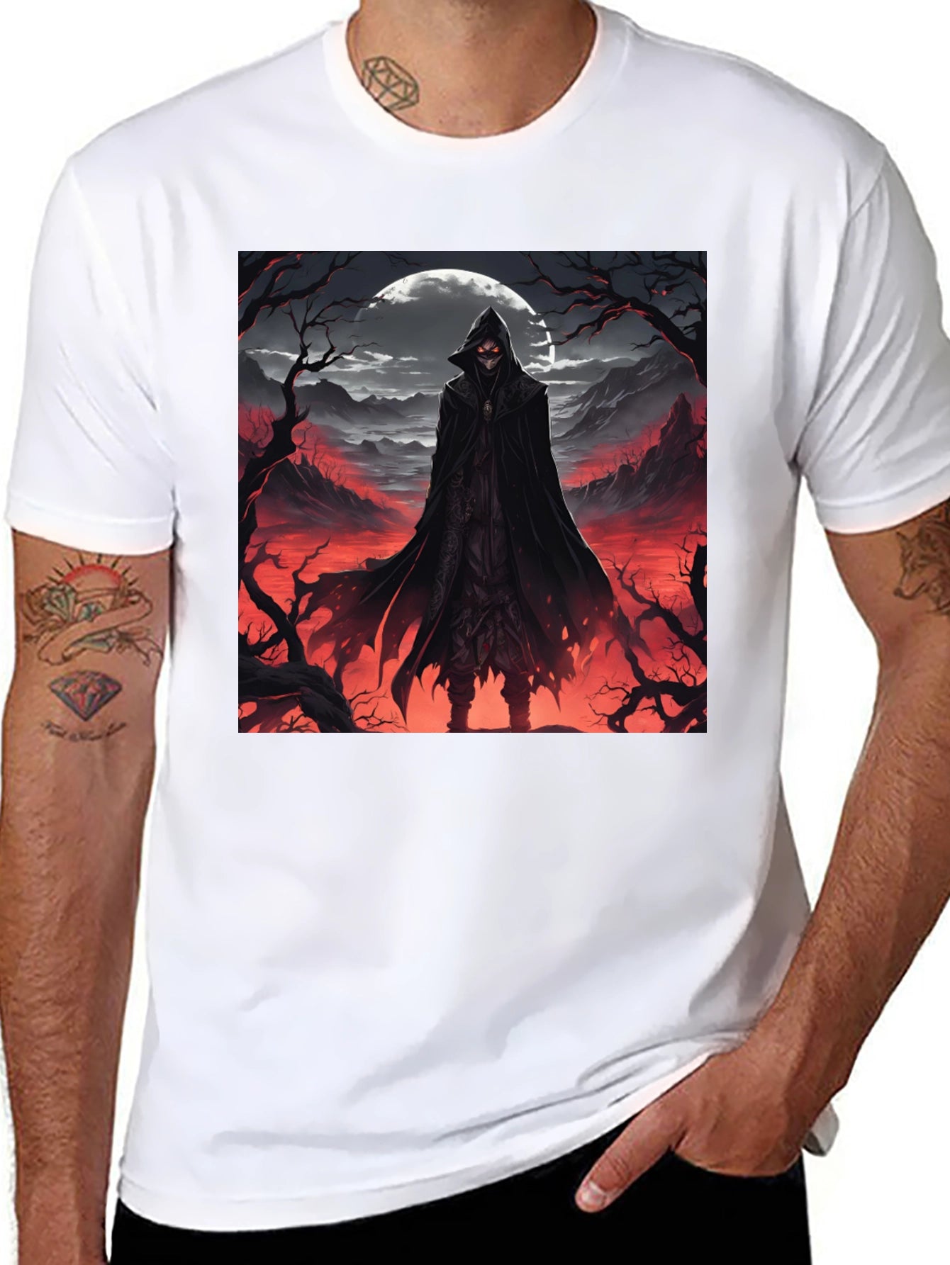 Grim Reaper Graphic Tee - Dark Fantasy T-Shirt