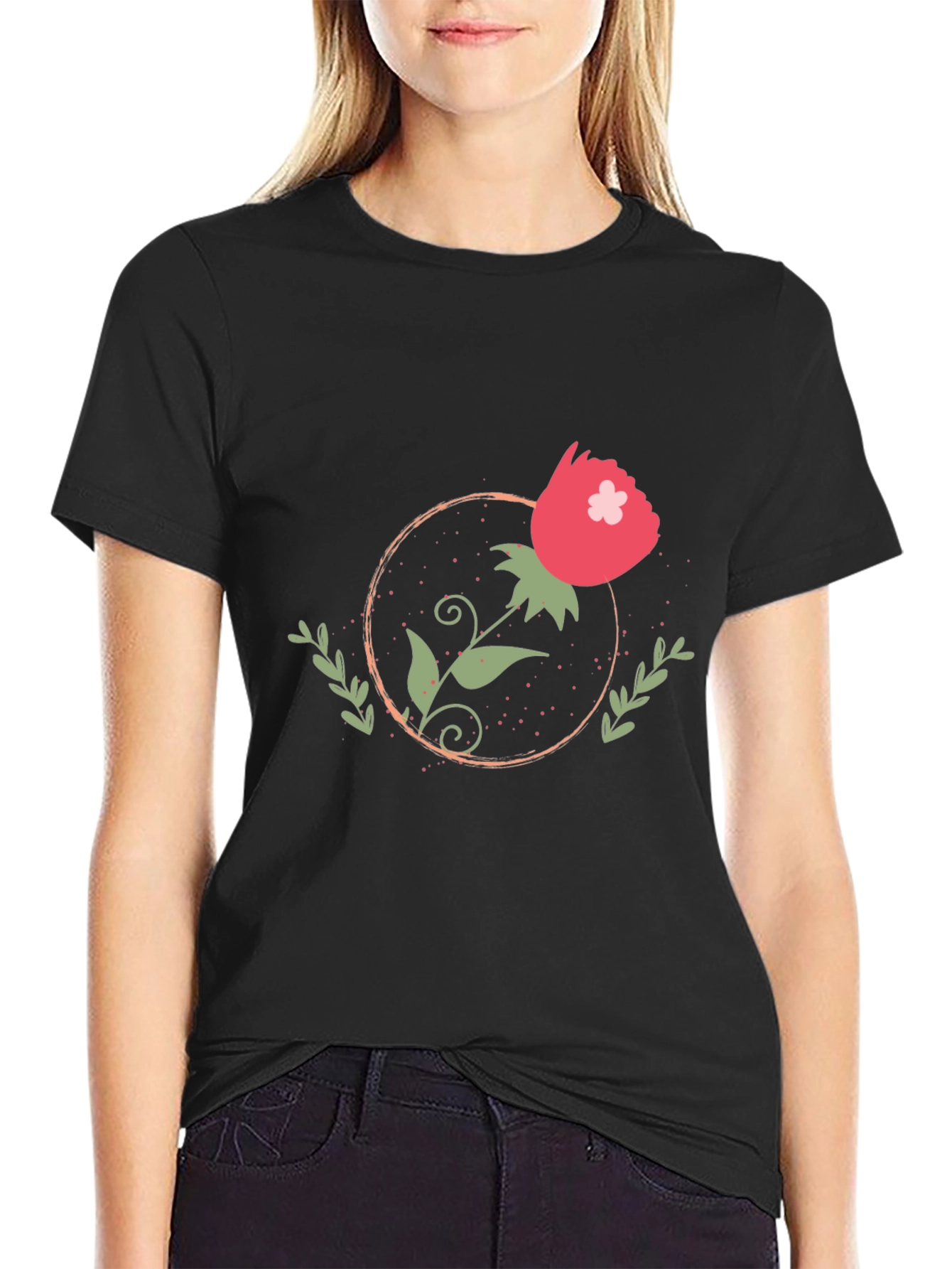 Floral Circle Graphic Tee - Stylish Comfort
