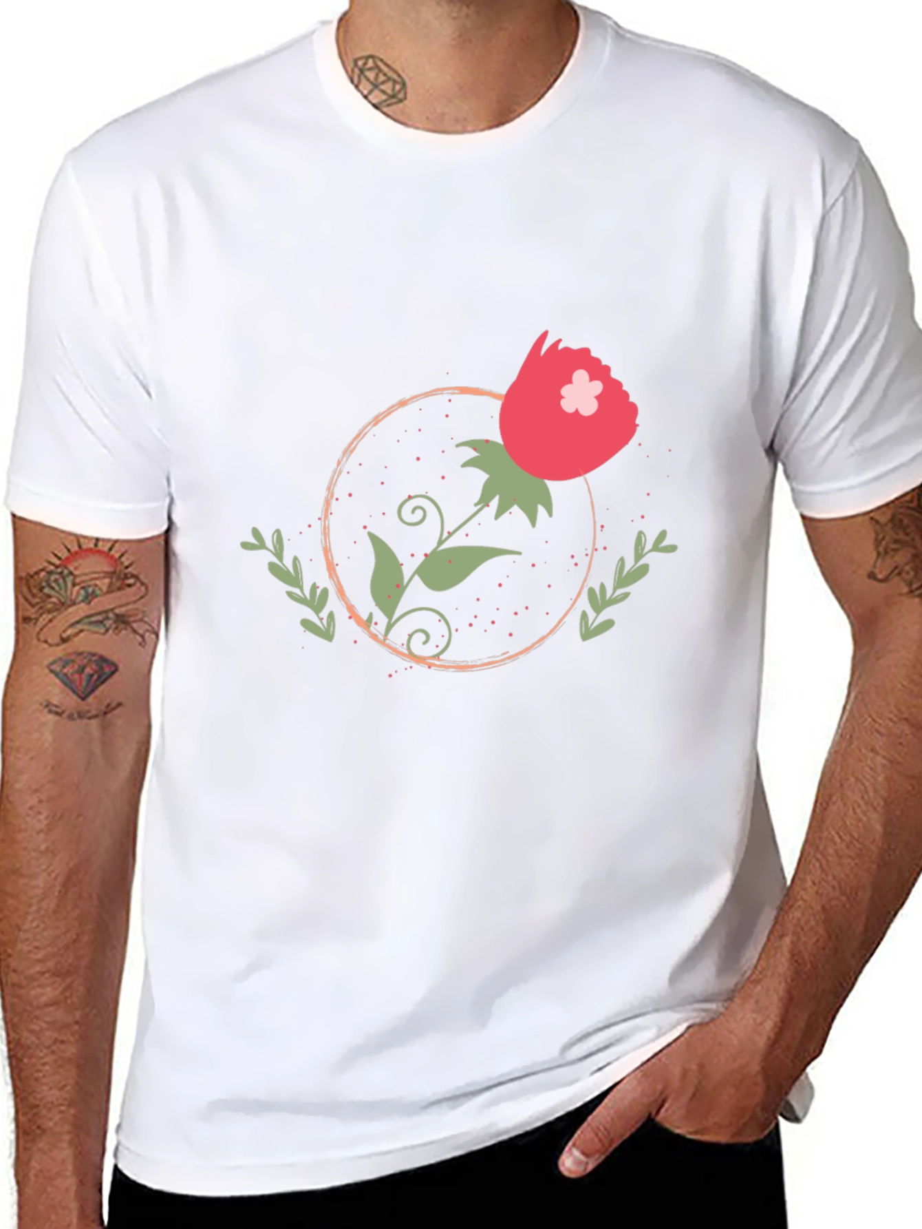 Floral Circle Graphic Tee - Stylish Comfort