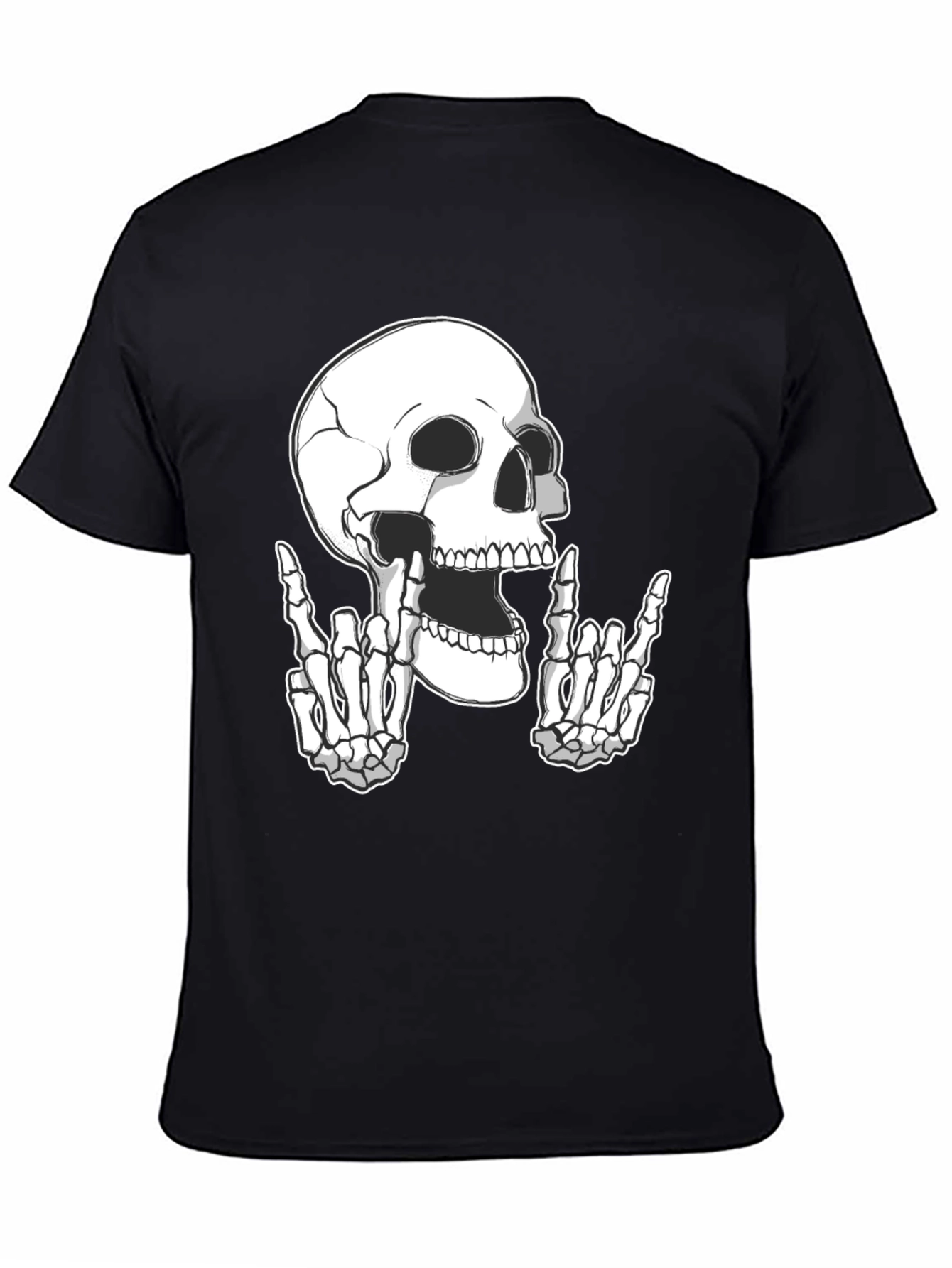 Rock On Skull Graphic Tee - Black T-Shirt