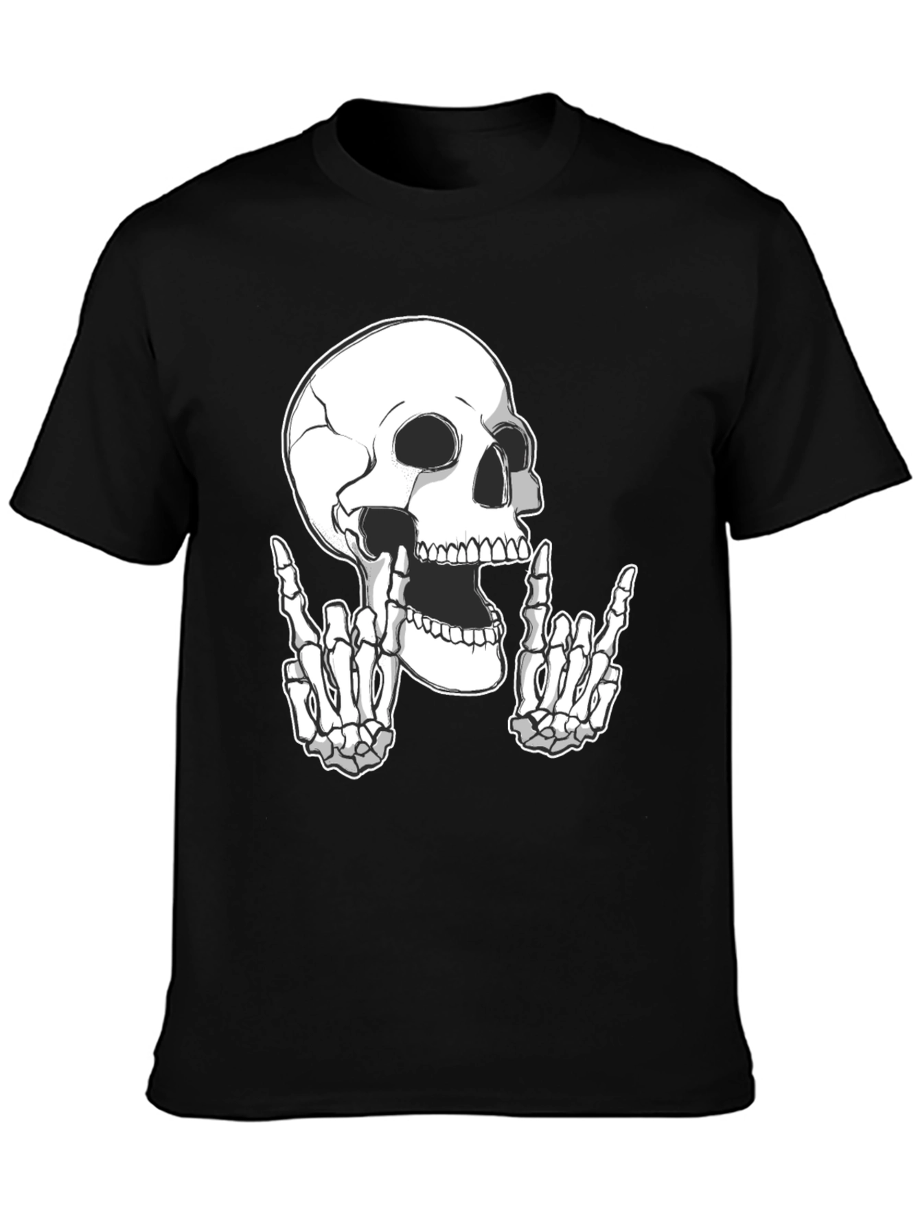 Rock On Skull Graphic Tee - Black T-Shirt