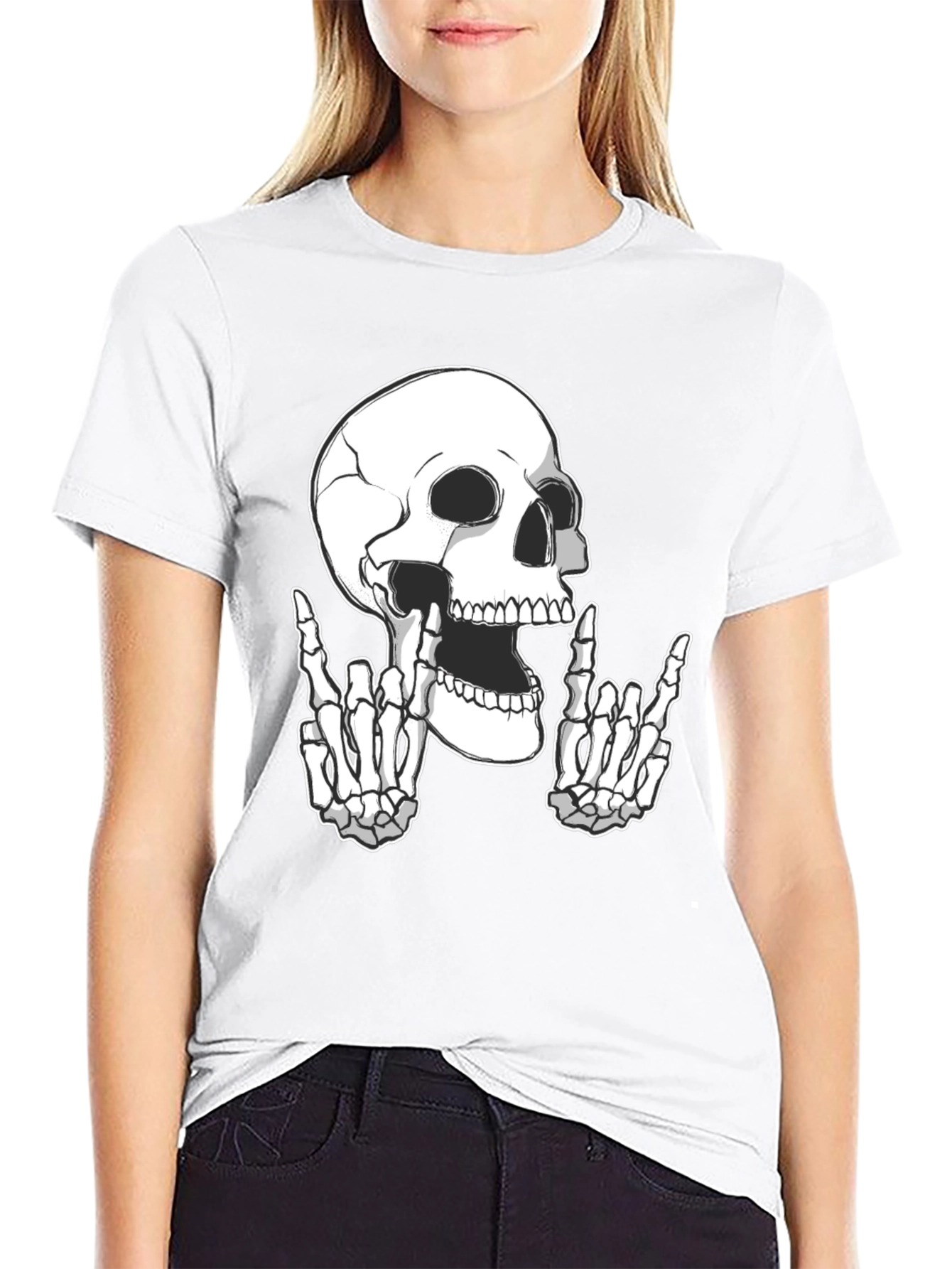 Rock On Skull Graphic Tee - Black T-Shirt