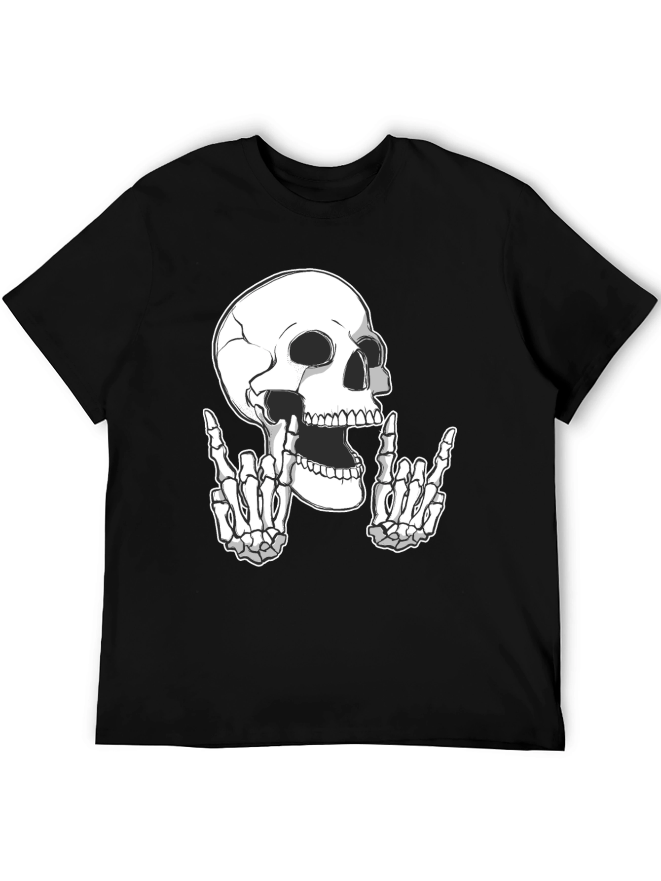 Rock On Skull Graphic Tee - Black T-Shirt