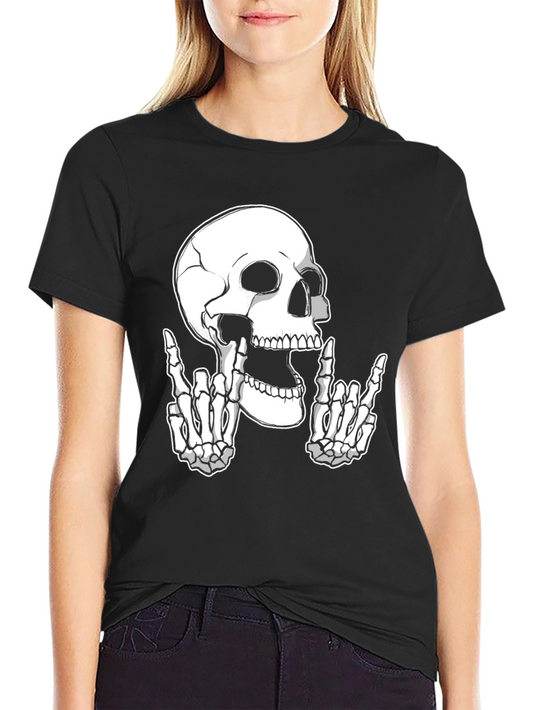 Rock On Skull Graphic Tee - Black T-Shirt
