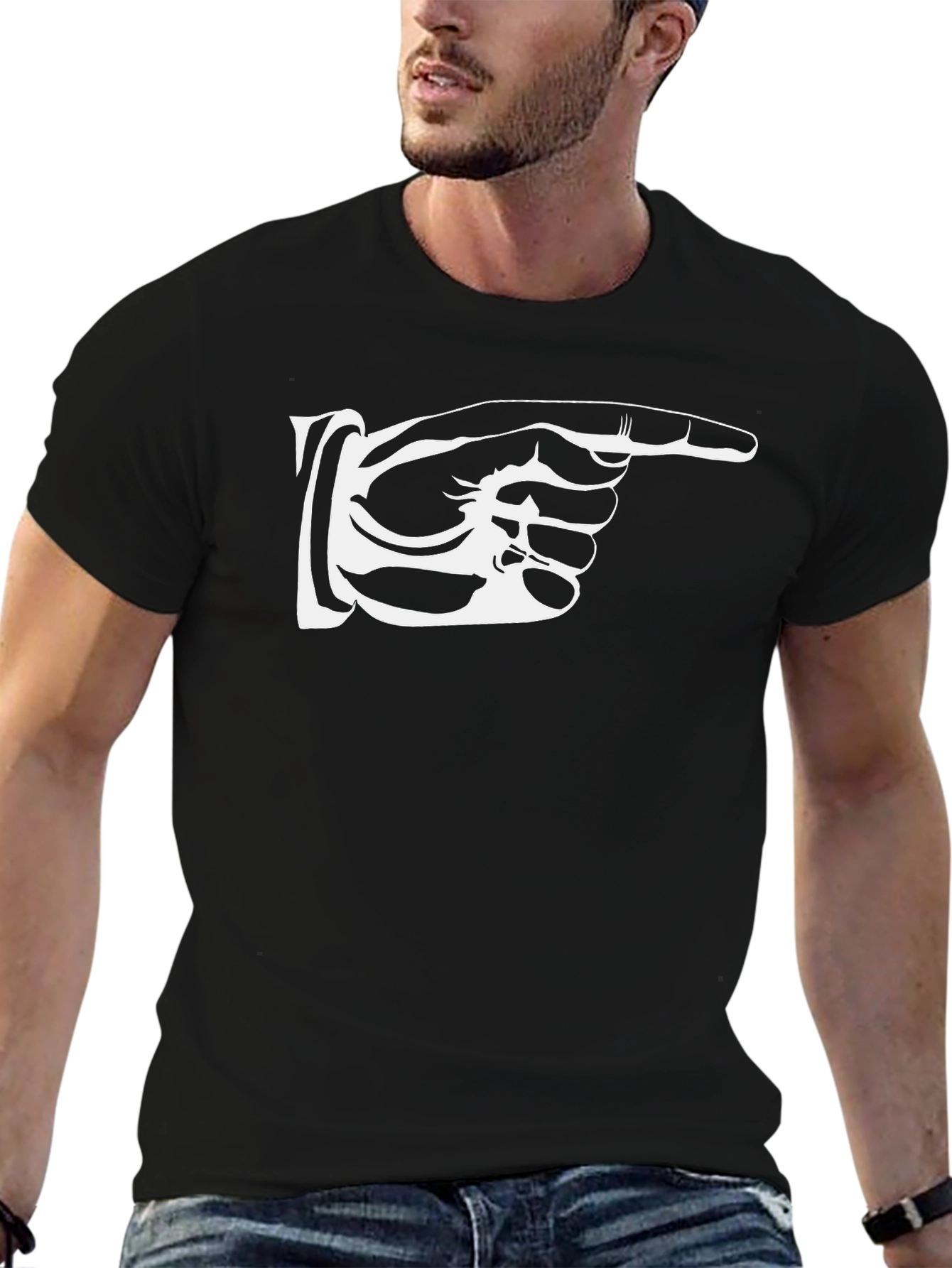 Pointing Finger Graphic T-Shirt - Black