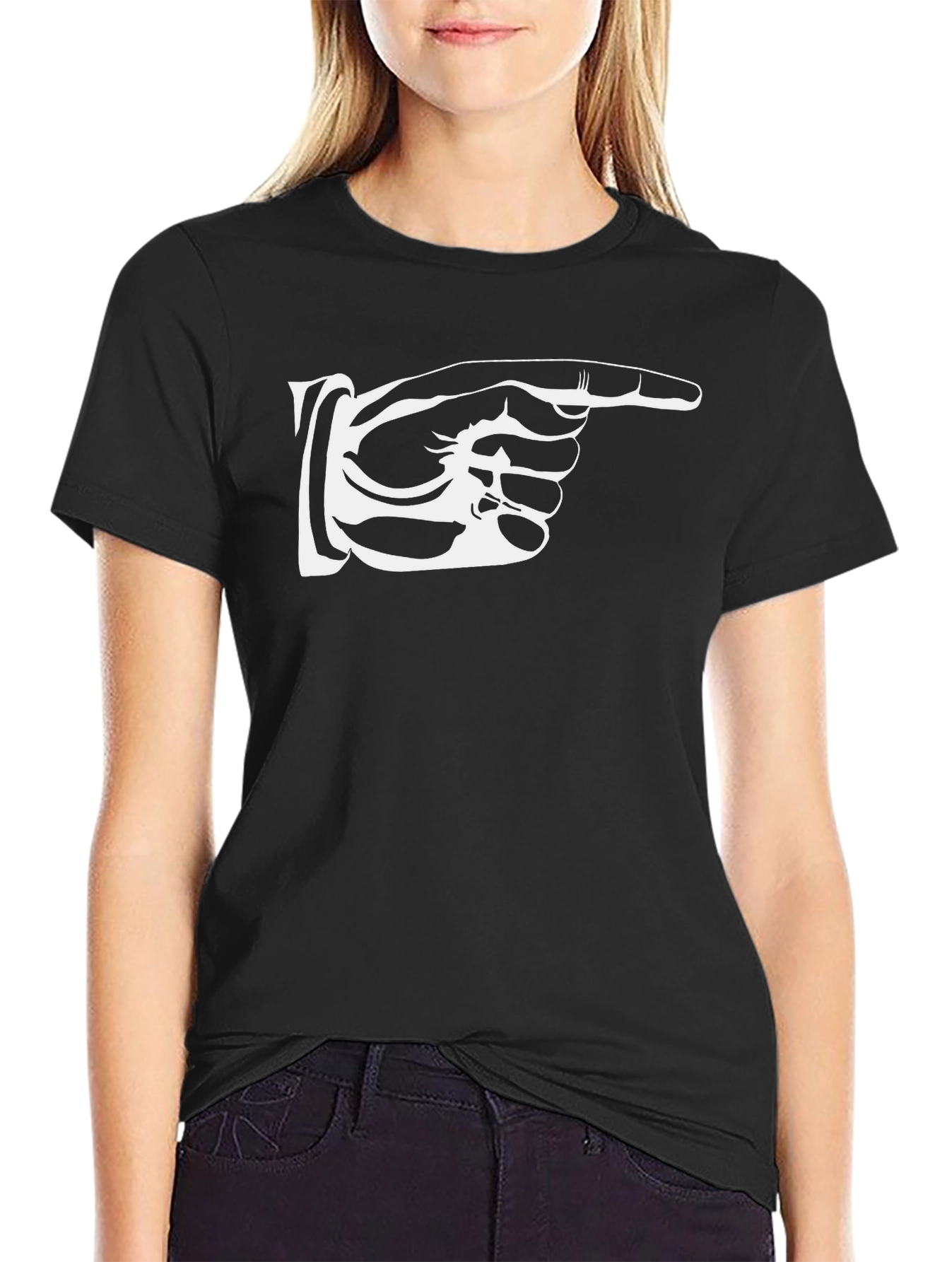 Pointing Finger Graphic T-Shirt - Black