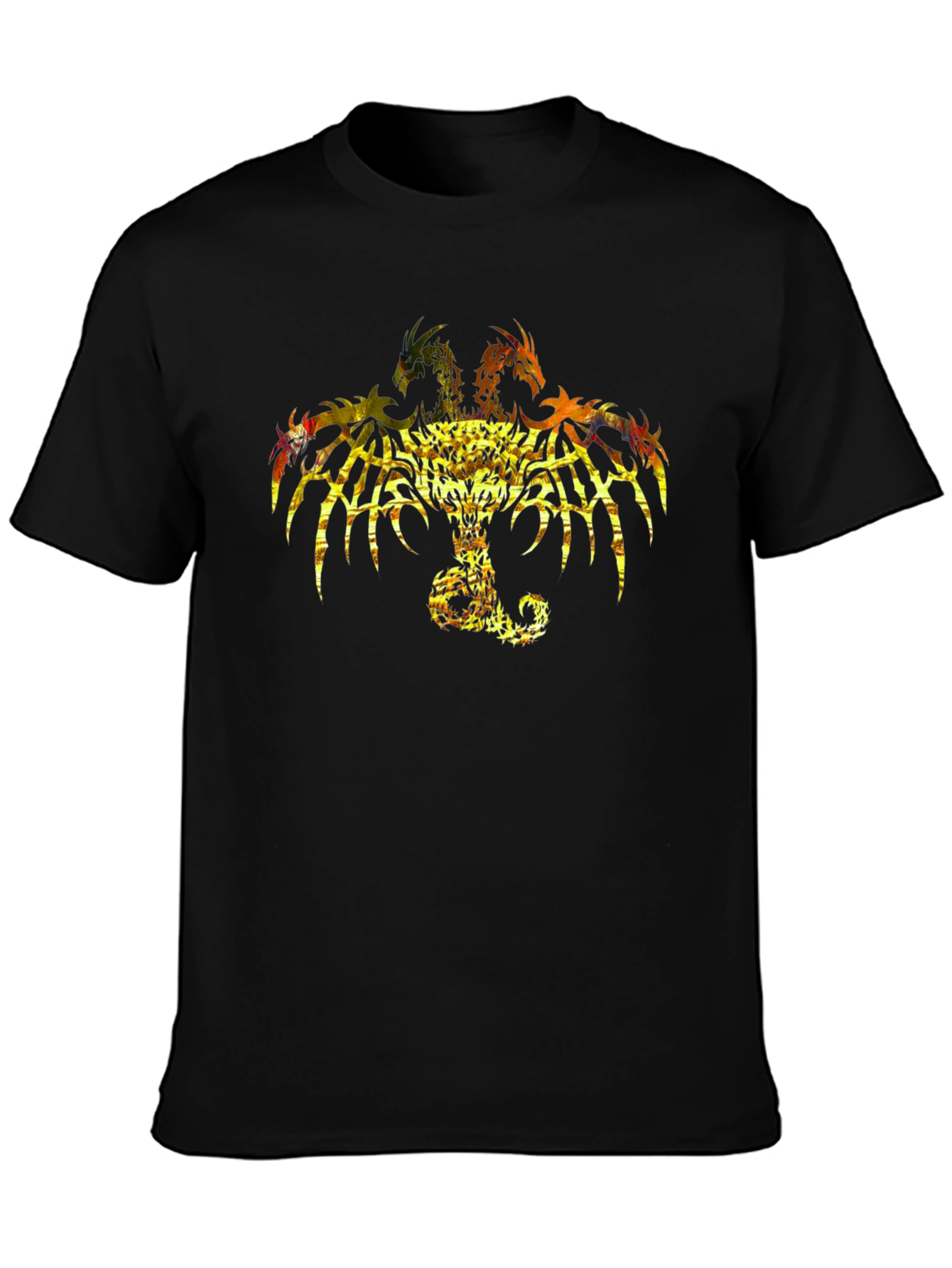 Three-Headed Dragon Graphic Print Black Tee