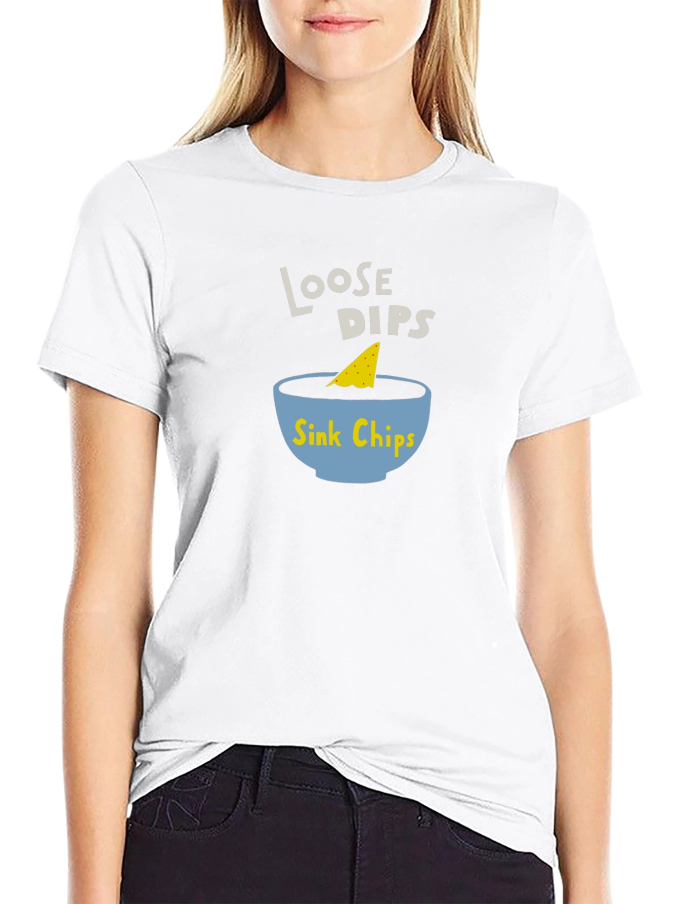 Loose Dips Sink Chips Black T-Shirt Funny Foodie Tee