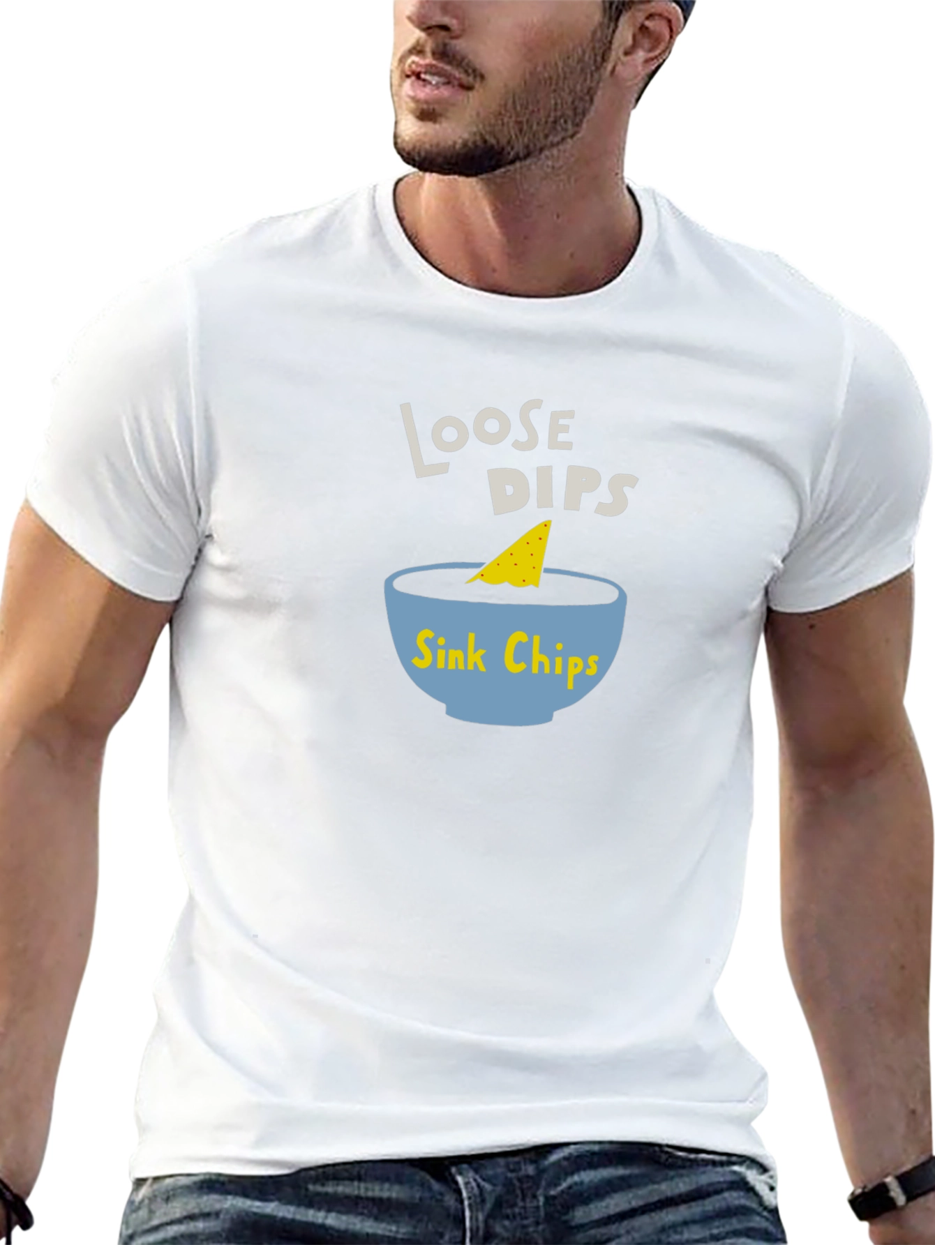 Loose Dips Sink Chips Black T-Shirt Funny Foodie Tee