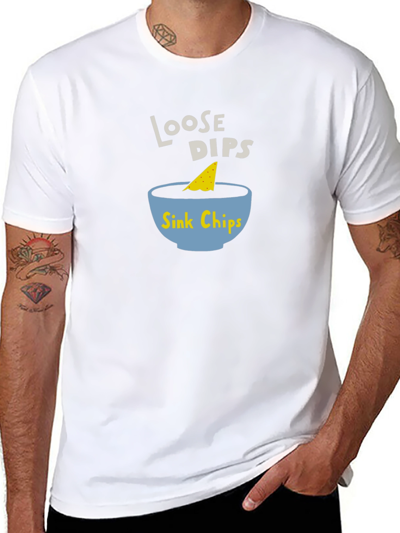 Loose Dips Sink Chips Black T-Shirt Funny Foodie Tee