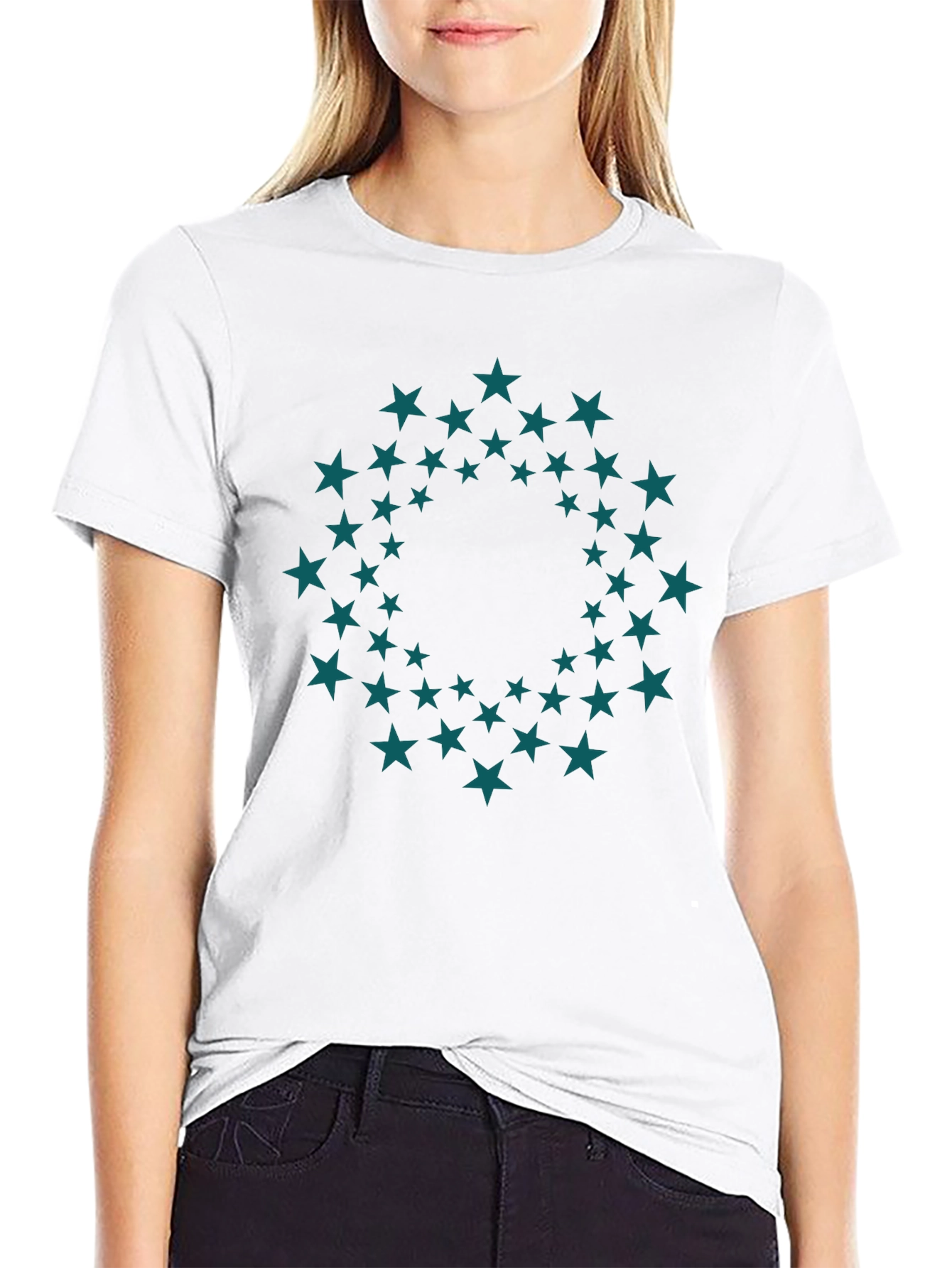 Stylish Star Wreath Graphic T-Shirt