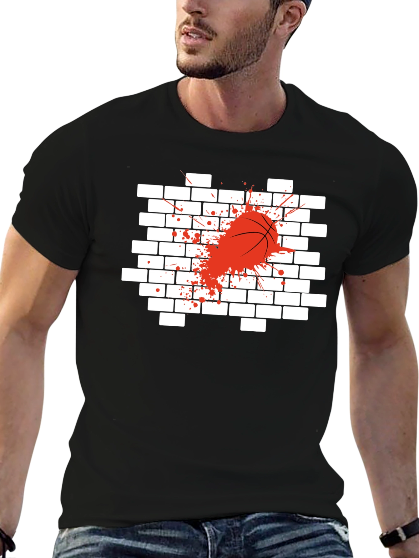 Basketball Through Wall Graphic Tee