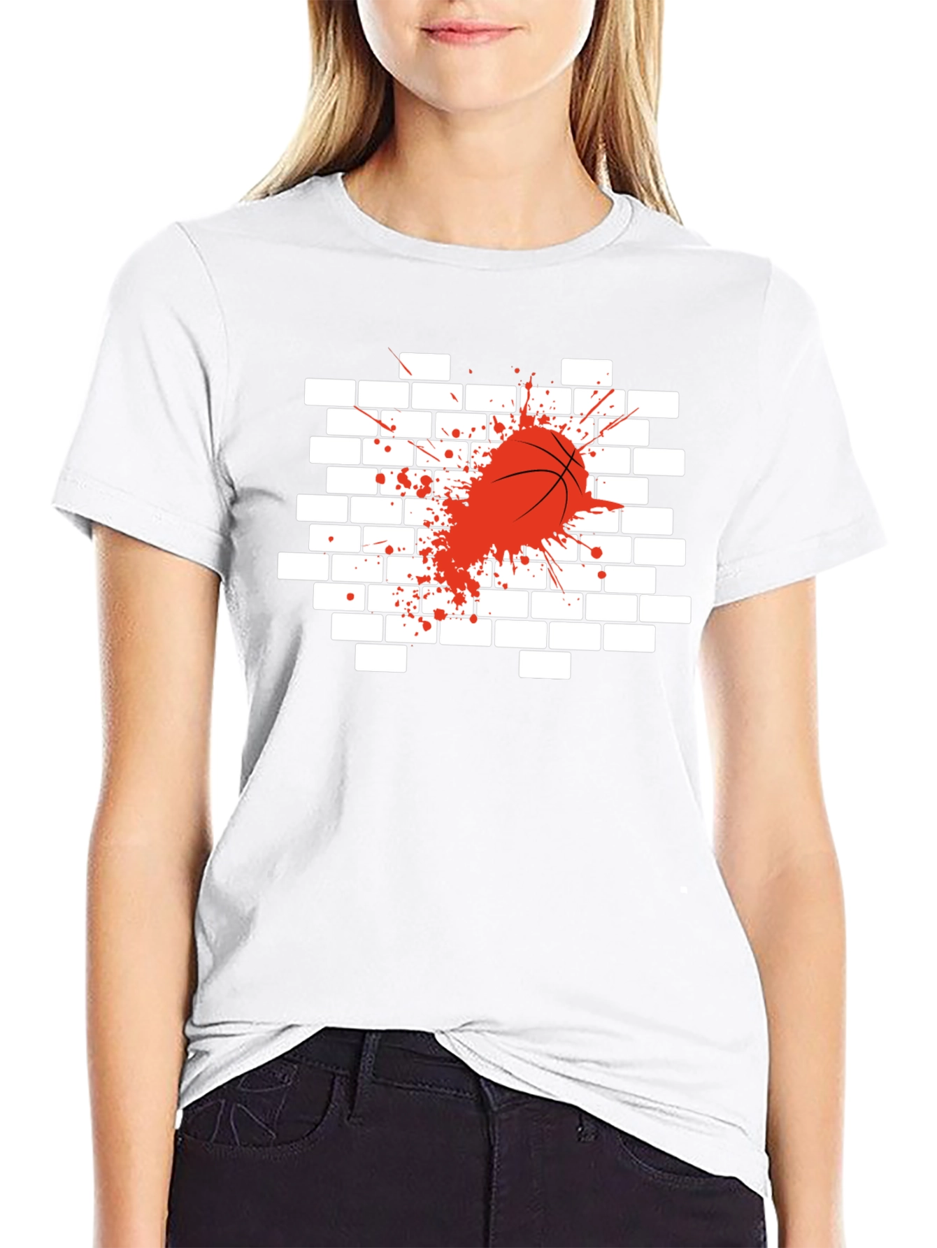 Basketball Through Wall Graphic Tee