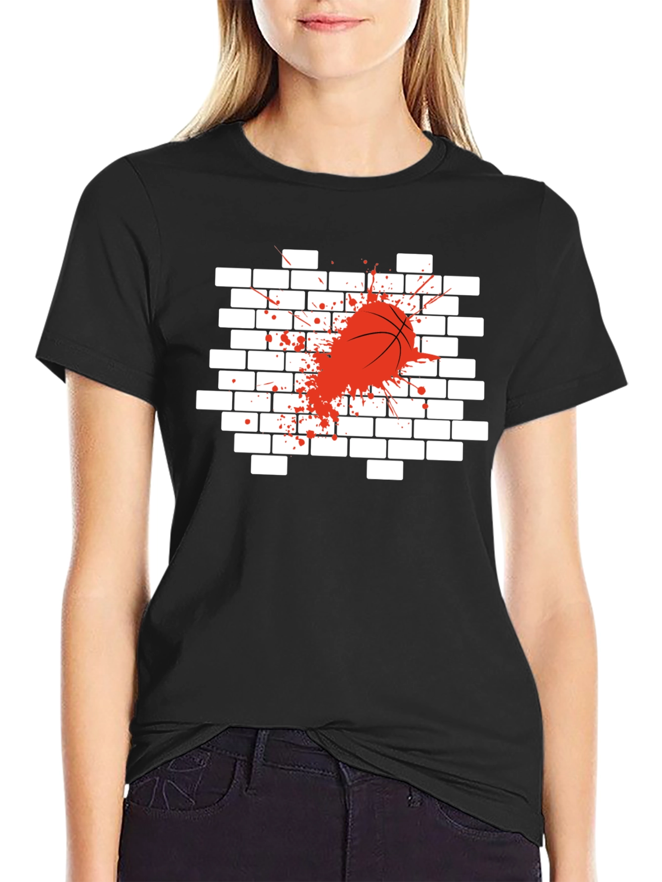 Basketball Through Wall Graphic Tee