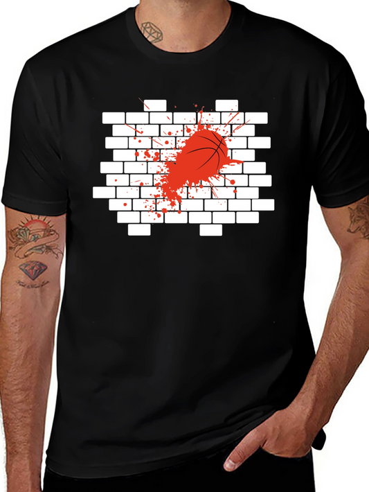 Basketball Through Wall Graphic Tee