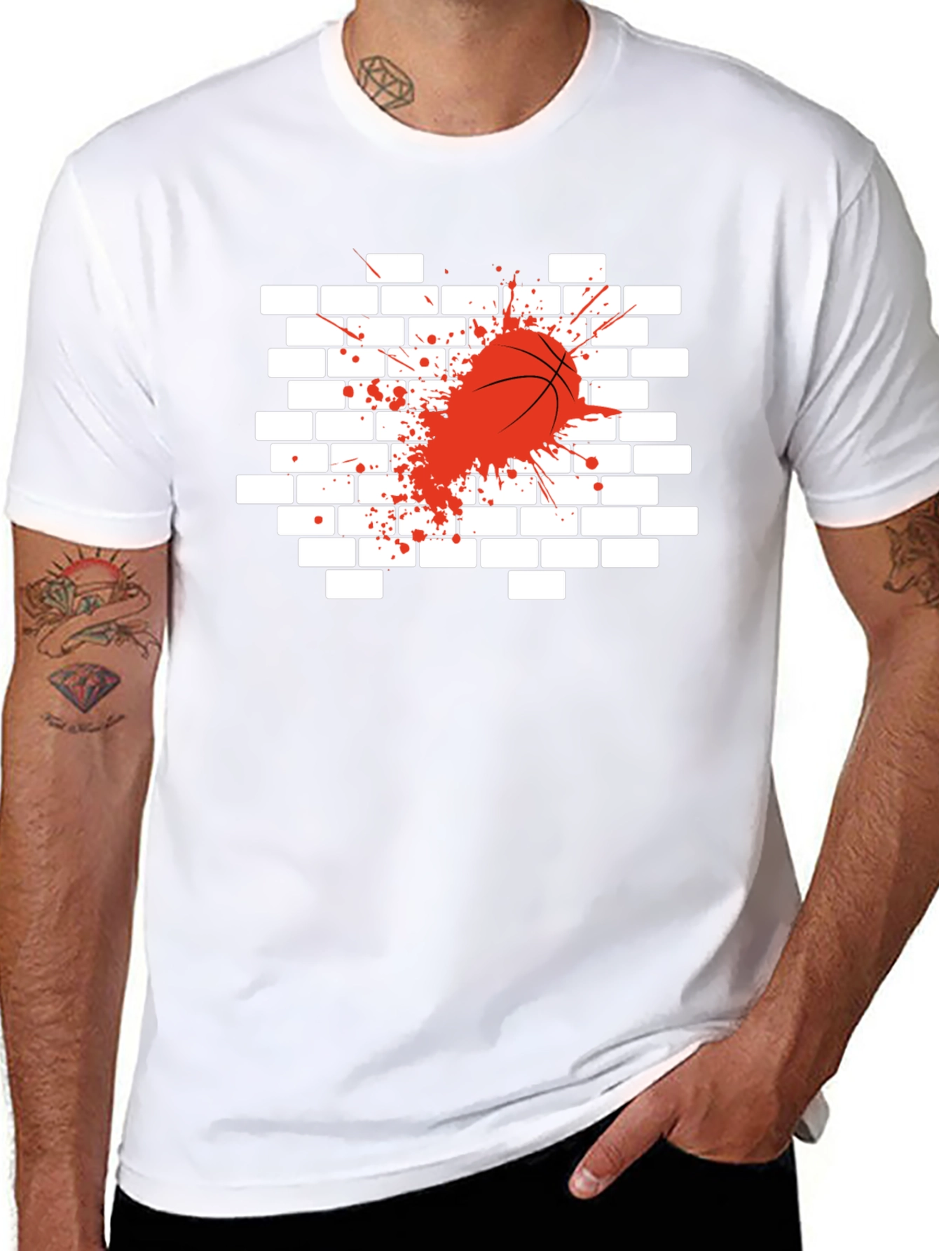 Basketball Through Wall Graphic Tee