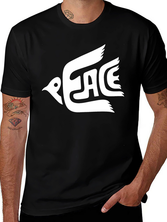 Peace Dove Graphic T-Shirt - Black Cotton