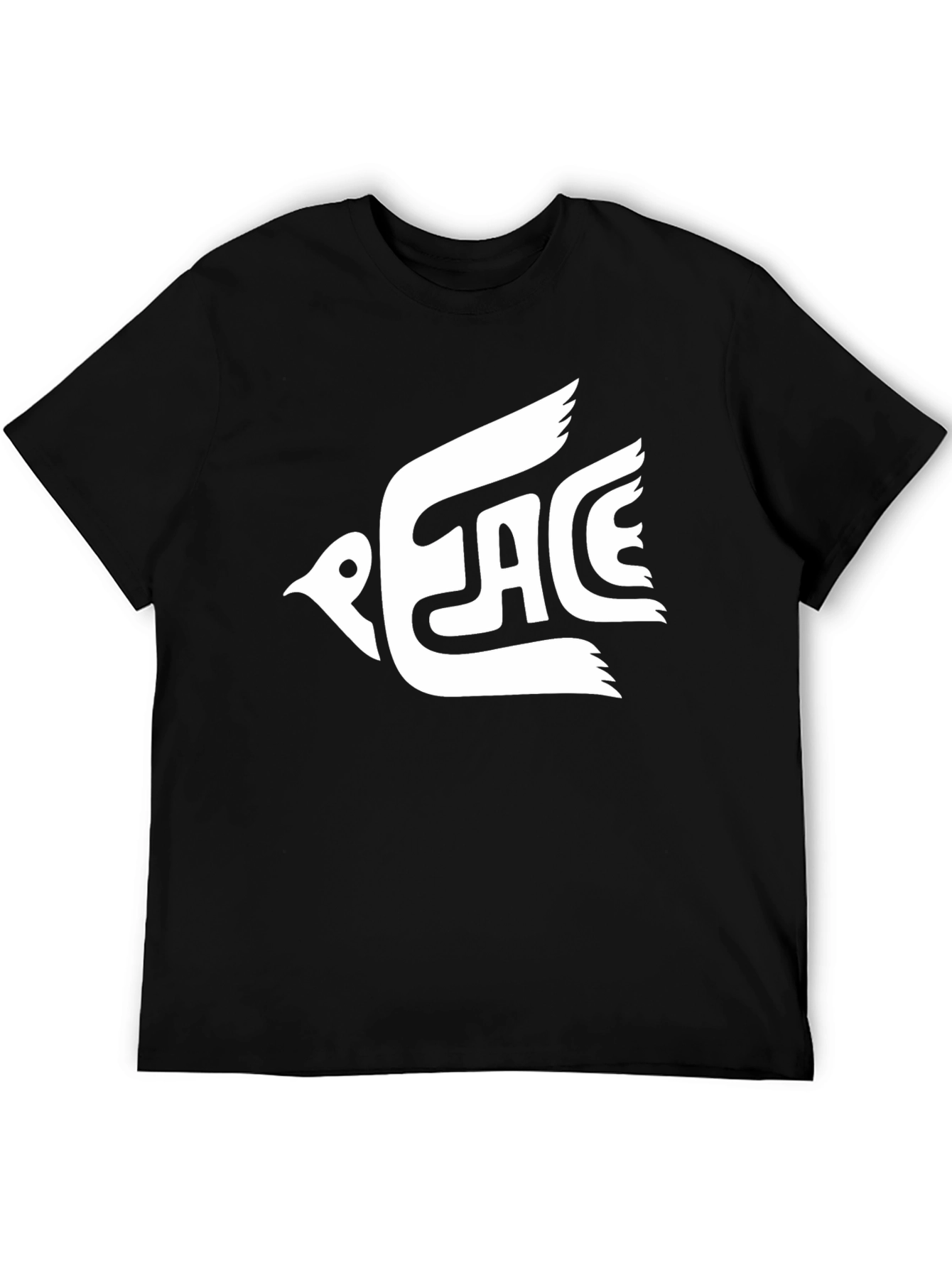 Peace Dove Graphic T-Shirt - Black Cotton