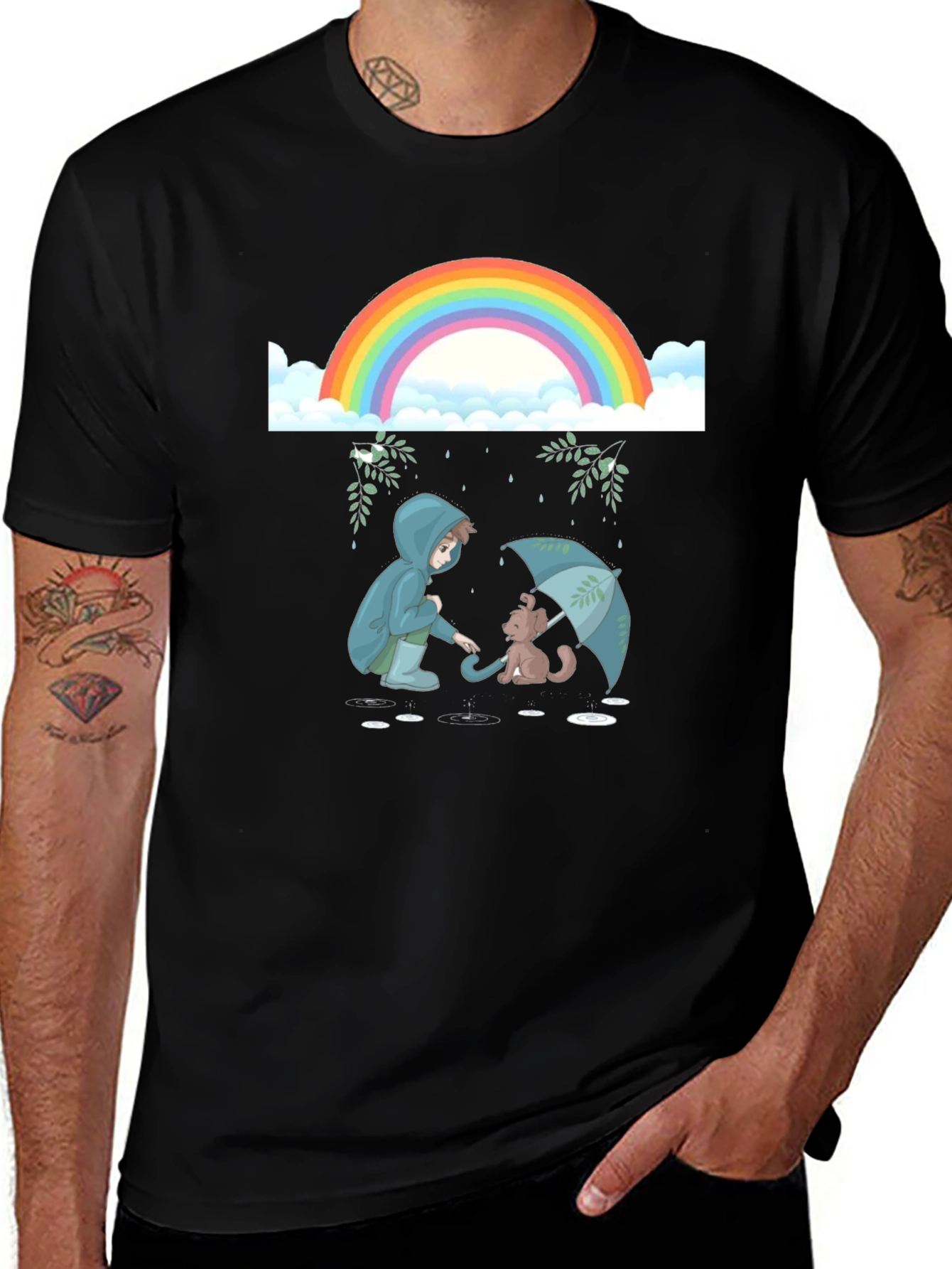 Rainbow Rain Cat Lover T-Shirt