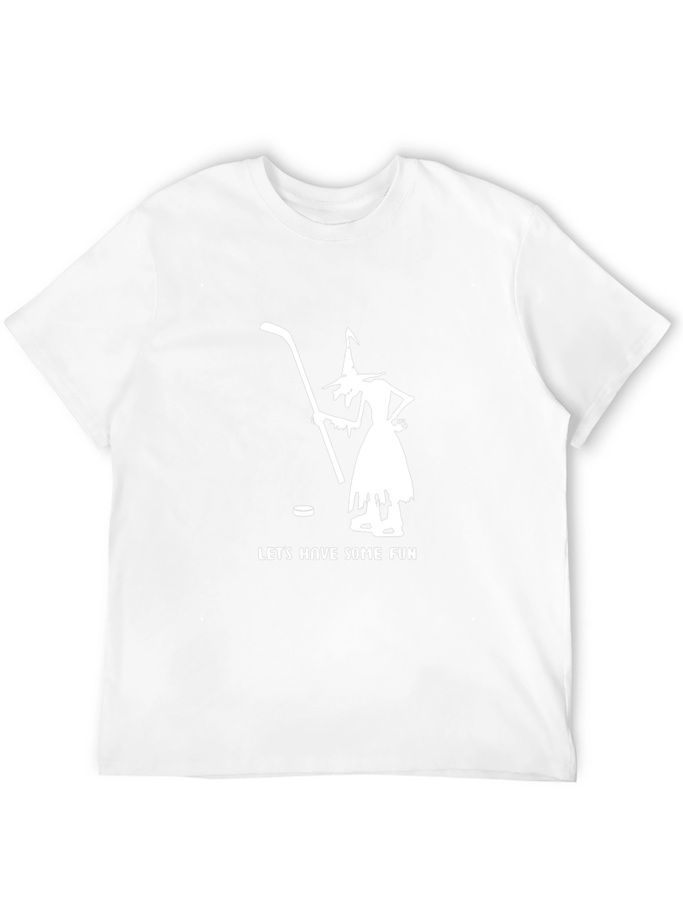 Witch Hockey Fun T-Shirt - Black Cotton Blend